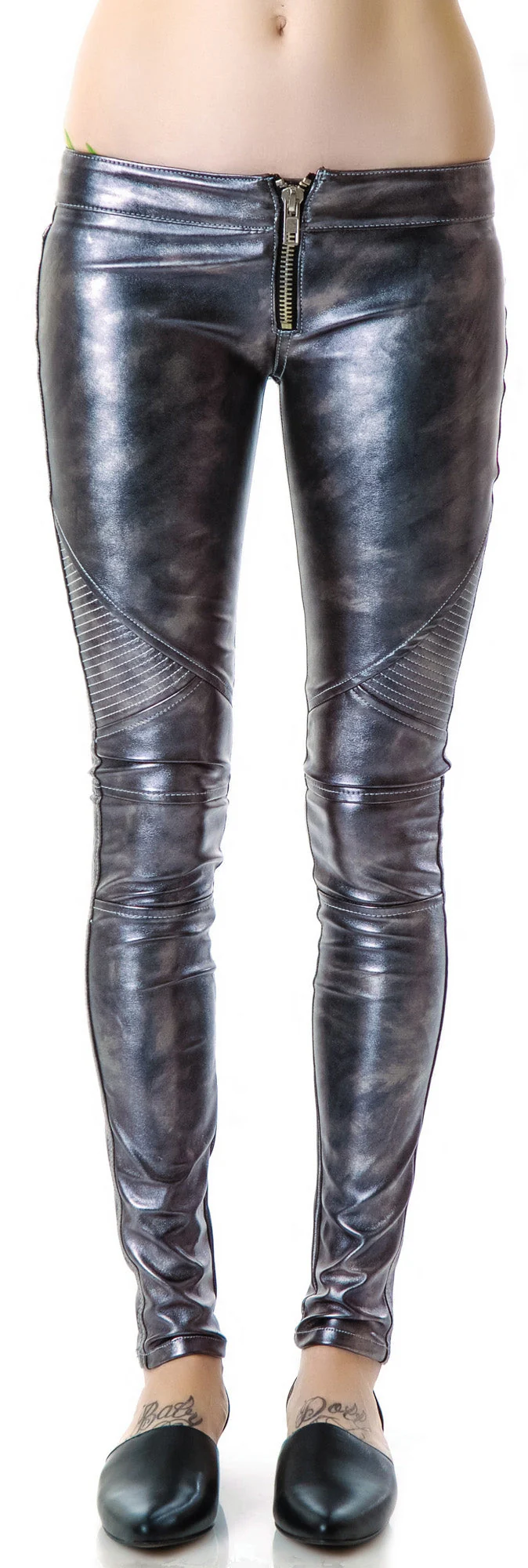 Mad Moto Leatherette Leggings - Dark Gray - Image 7