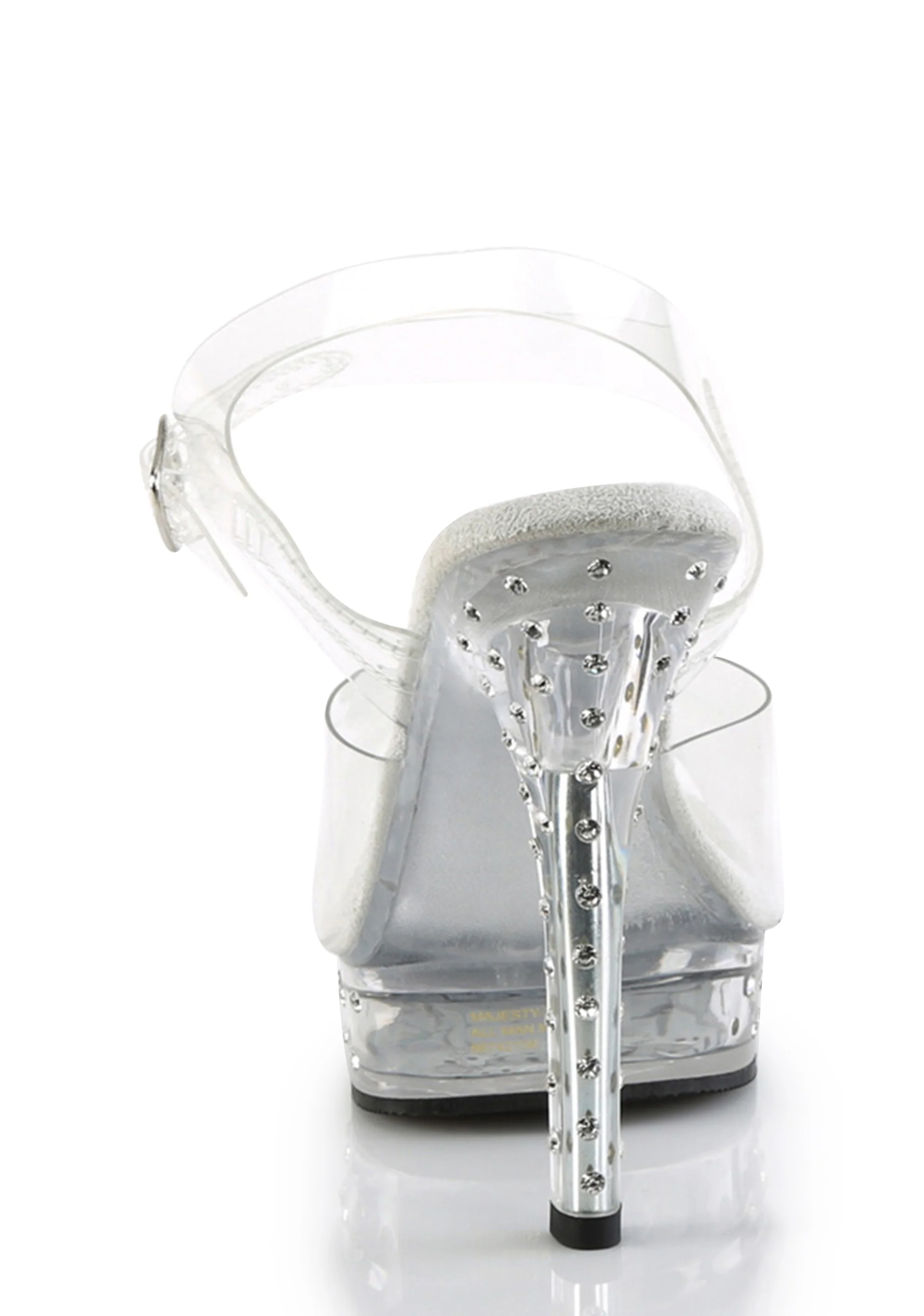 Majesty-508 Platform Ankle Strap Rhinestones Studded Sandals-Clear - Image 4