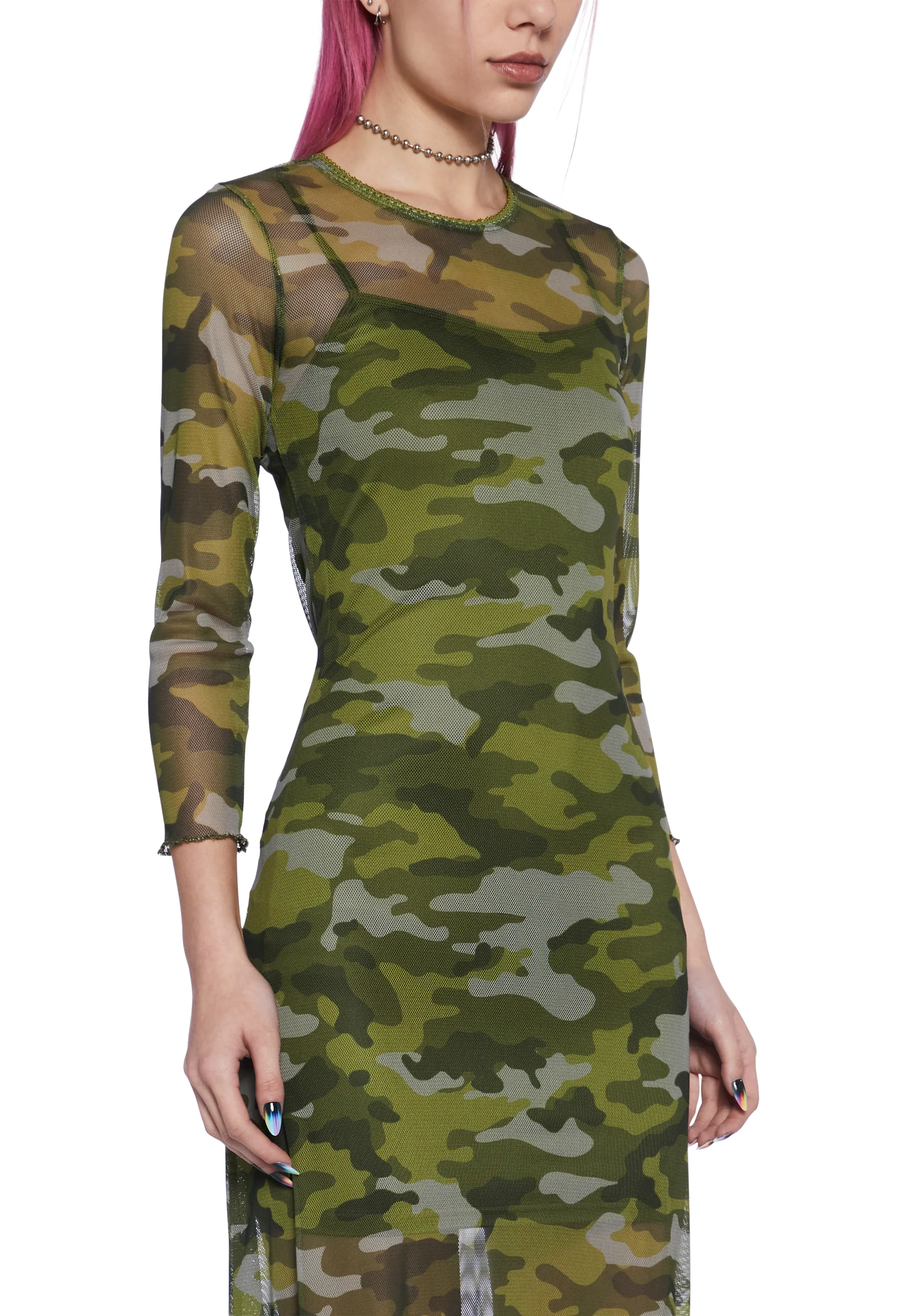 Majorly In Love Camo Mesh Maxi Dress - Image 2