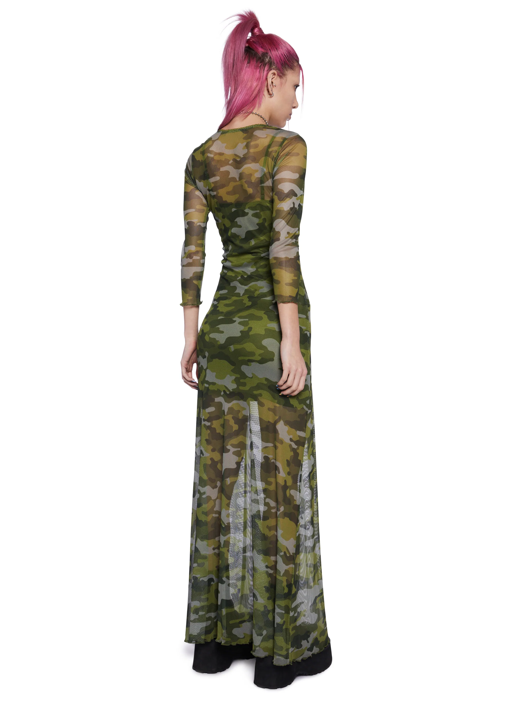 Majorly In Love Camo Mesh Maxi Dress - Image 3