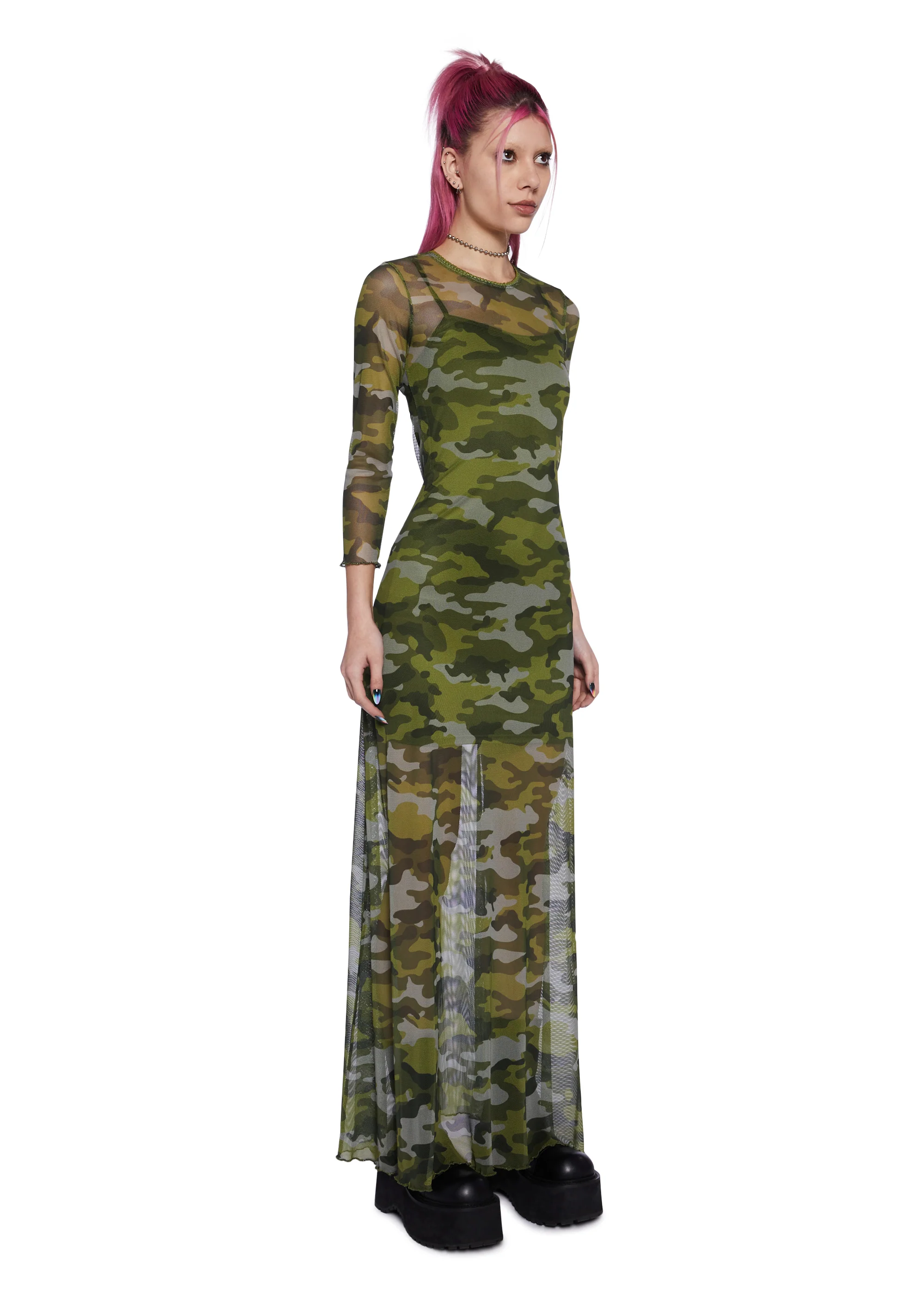 Majorly In Love Camo Mesh Maxi Dress - Image 4