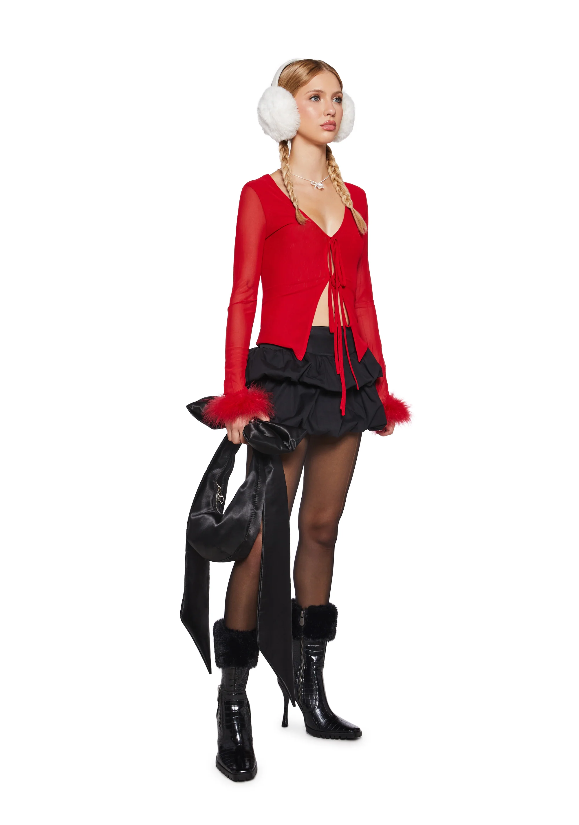 Make It Merry Mesh Cardigan - Red - Image 2