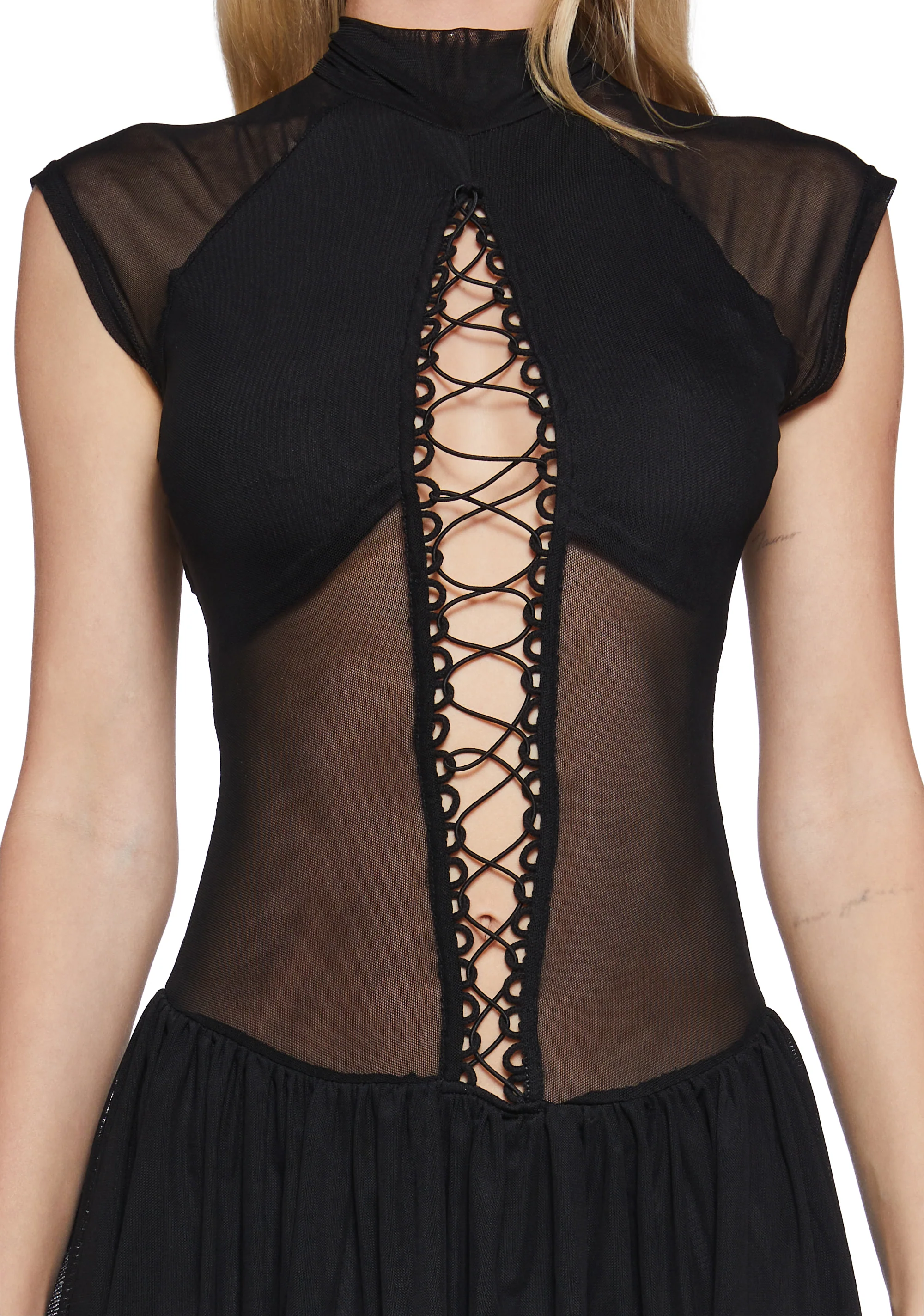 Manifest Jealousy Lace-Up Dress - Black - Image 5