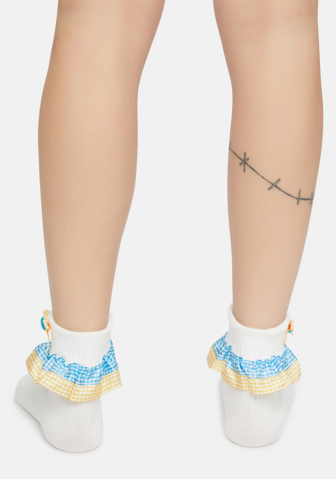 Marigold Meadow Melody Gingham Ruffle Ankle Socks - Image 3