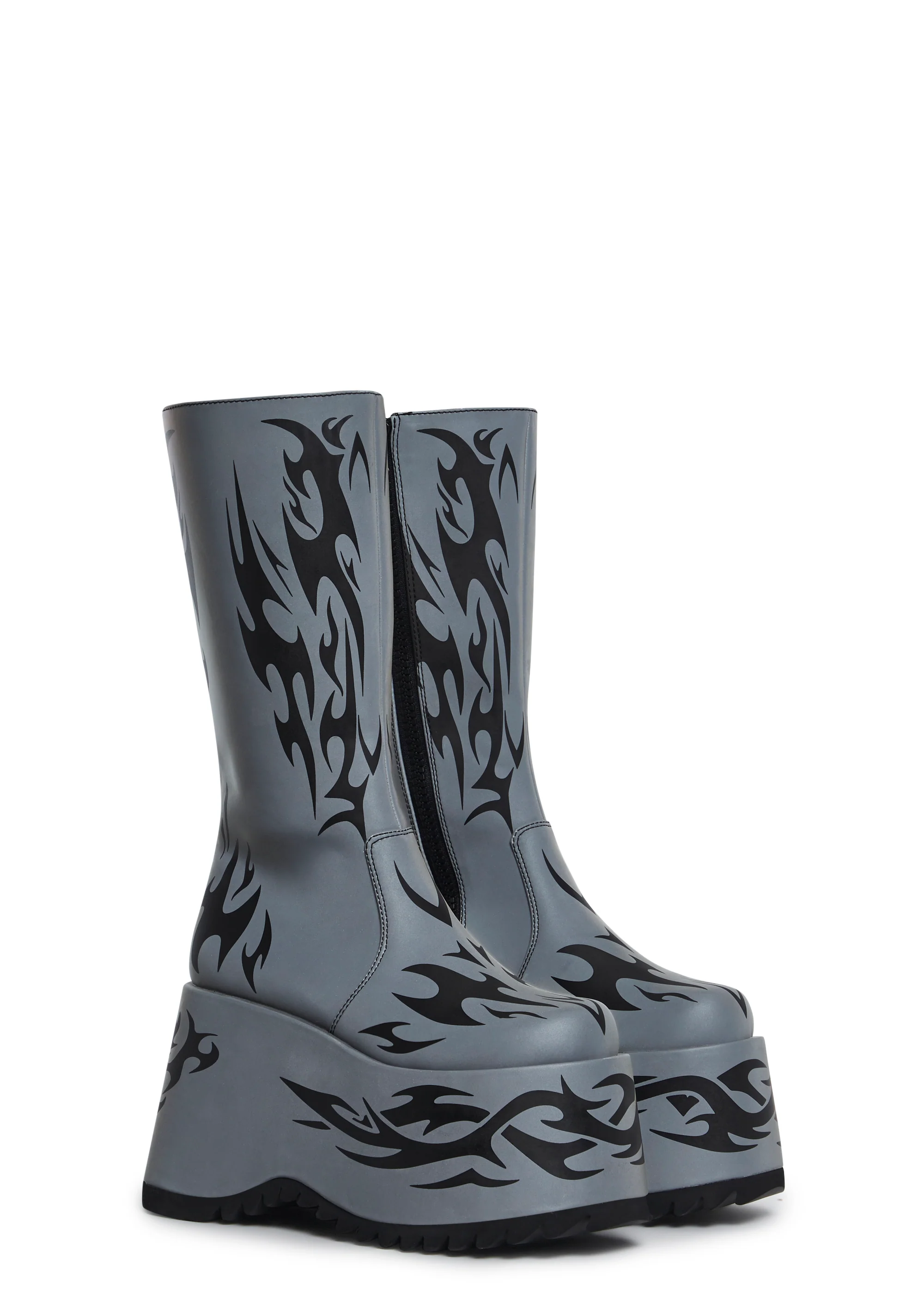 Mark Of The Beast Reflective Platform Boots - Gray - Image 3