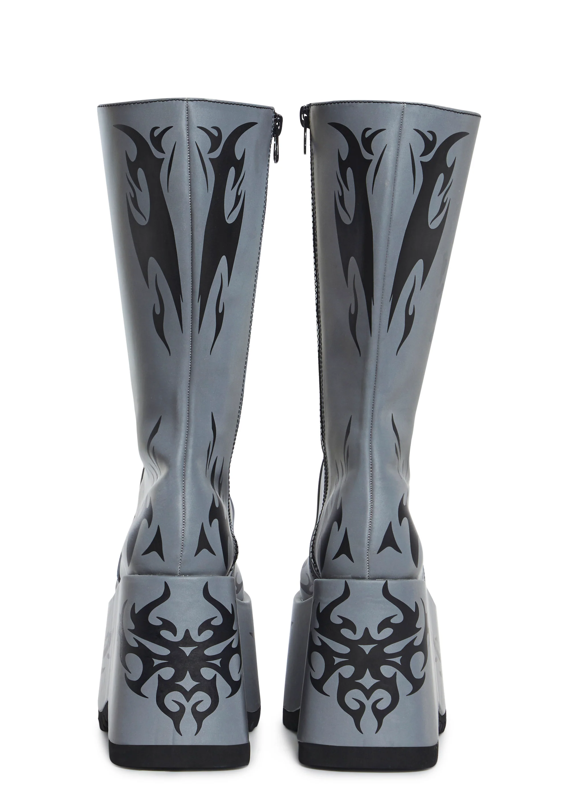 Mark Of The Beast Reflective Platform Boots - Gray - Image 4