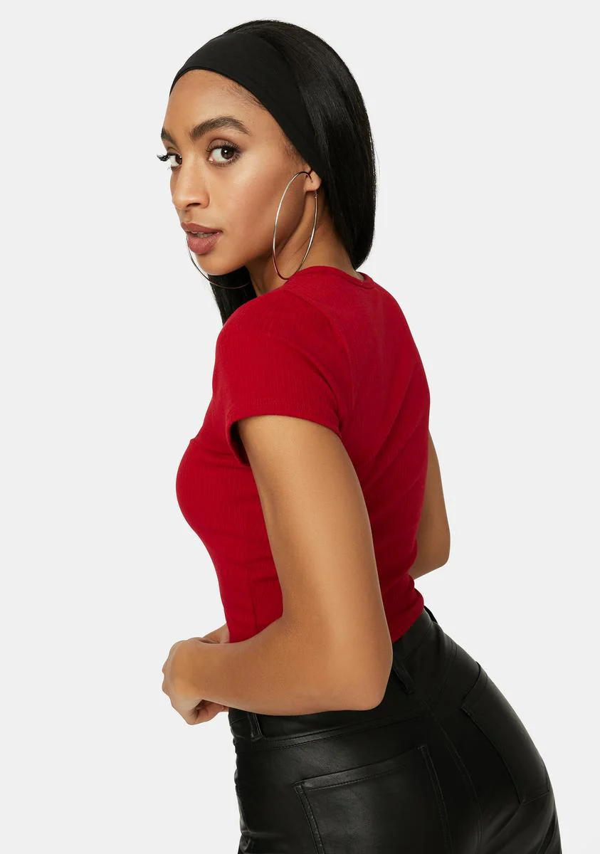 Maroon Shoot My Shot Crop Tee - Image 4
