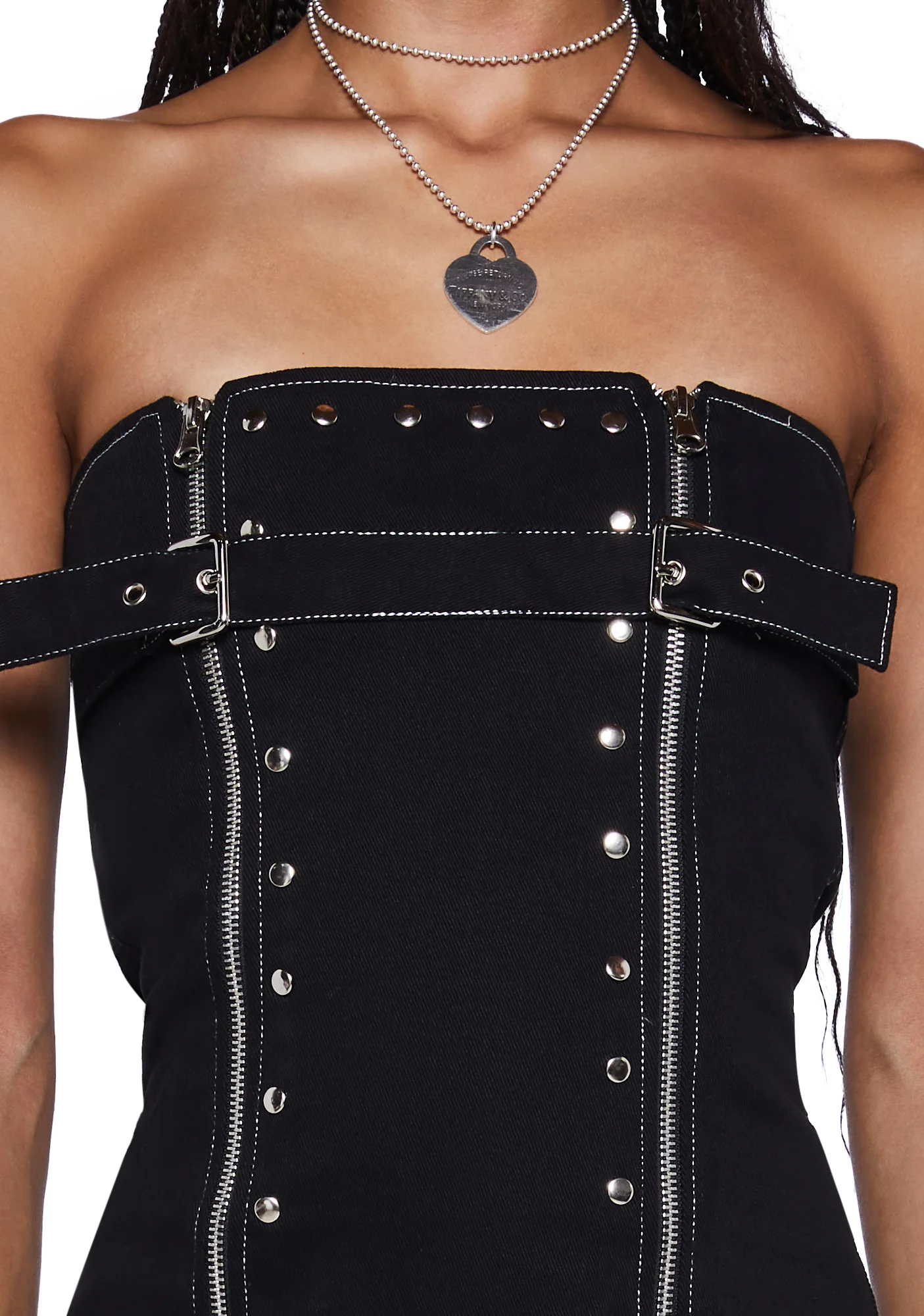 Mary Jane Zip Front Denim Dress - Image 5