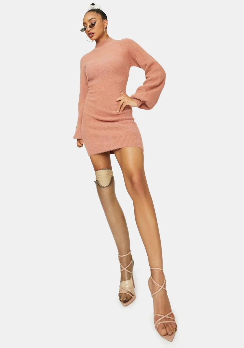 Mauve Dreams Mock Neck Sweater Dress - Image 3