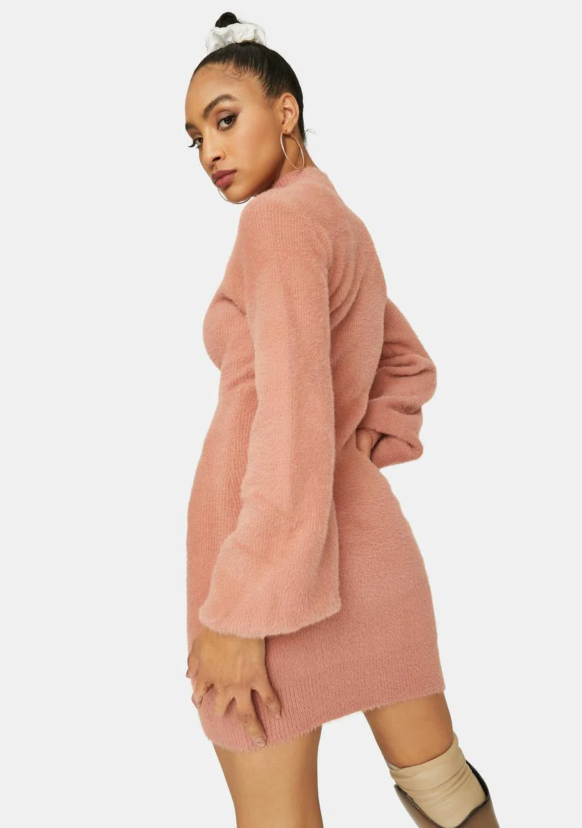 Mauve Dreams Mock Neck Sweater Dress - Image 4