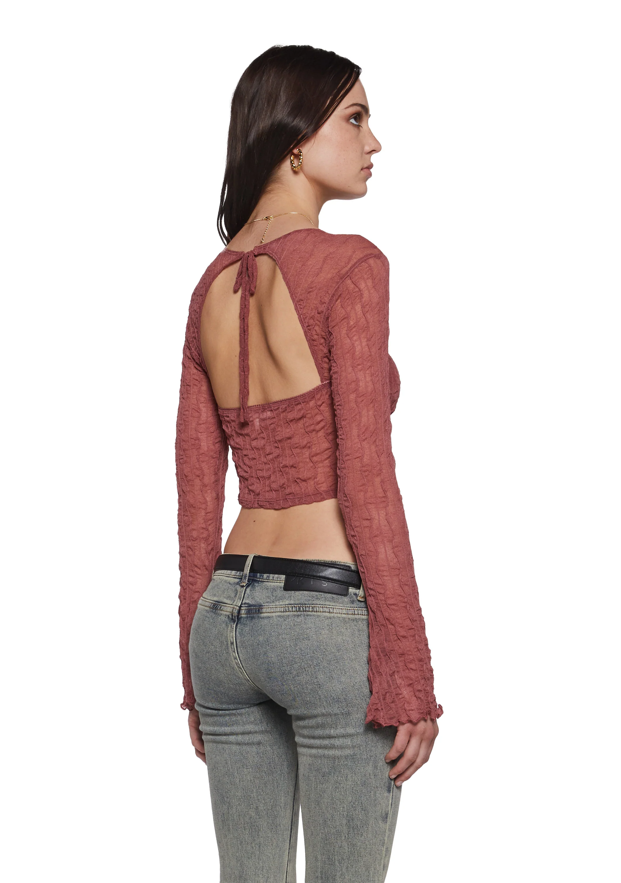 Fateful Fascination Long Sleeve Top - Dark Pink - Image 4