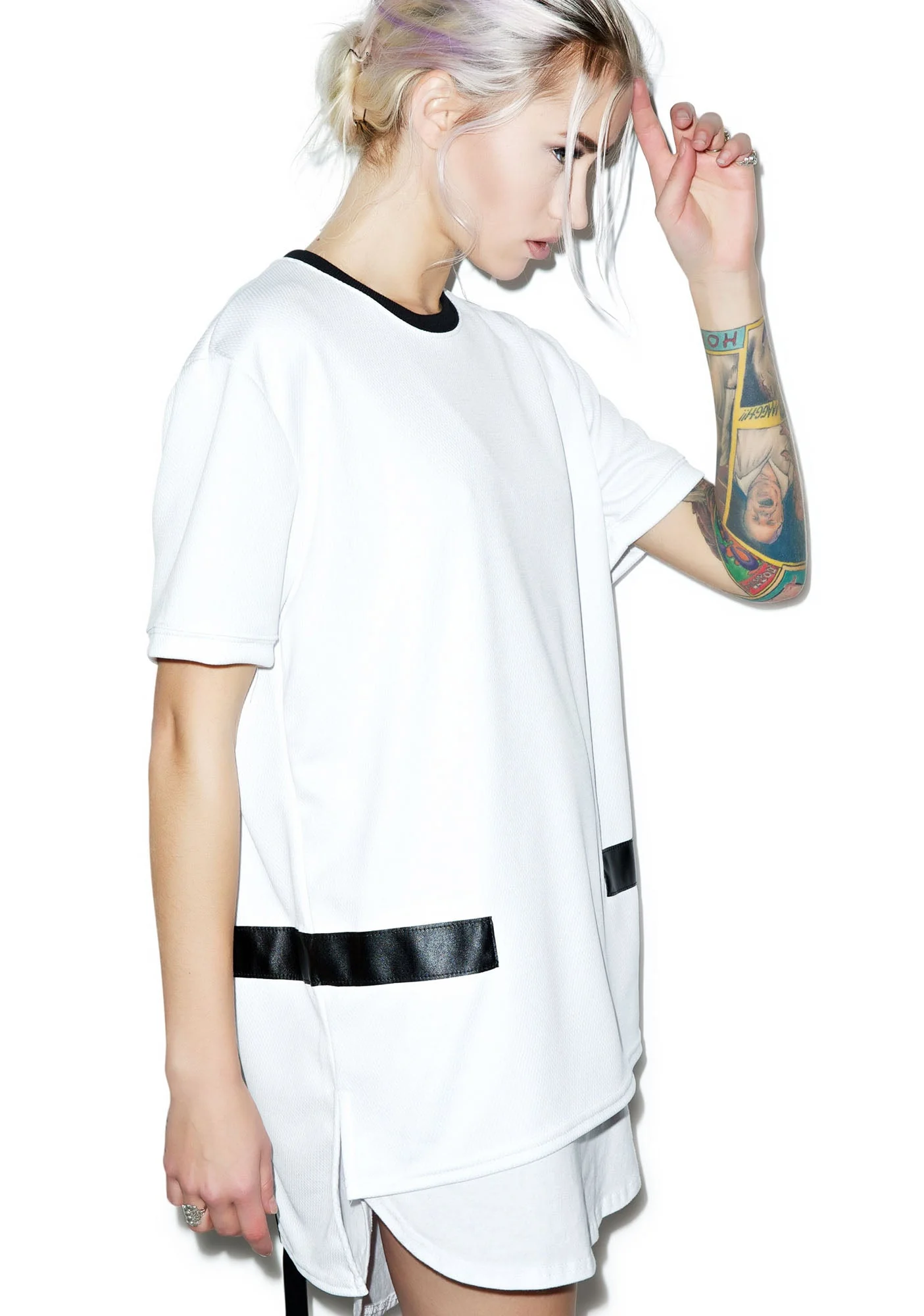 Max Leather Strips Tee - Black - Image 3