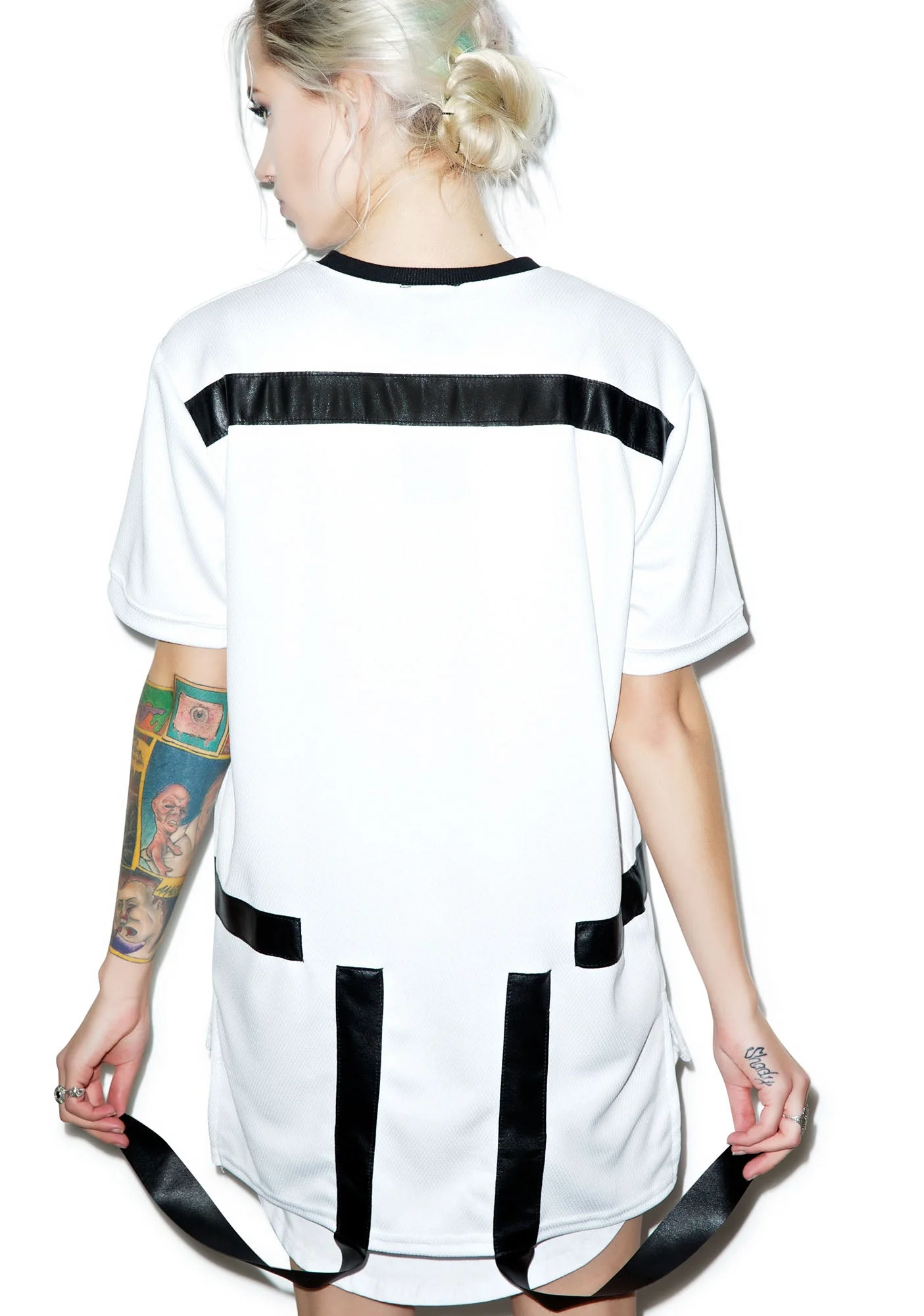 Max Leather Strips Tee - Black - Image 5