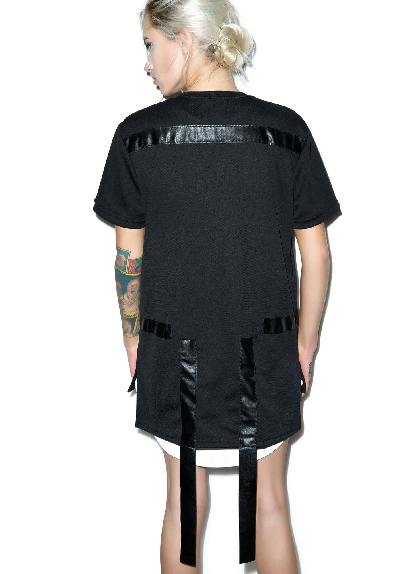 Max Leather Strips Tee - Black - Image 6