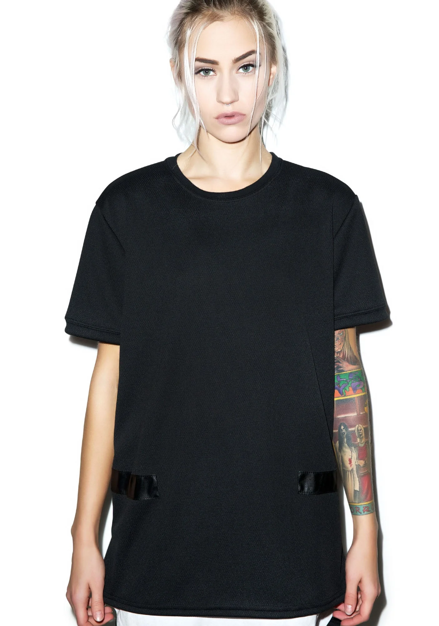 Max Leather Strips Tee - Black - Image 9
