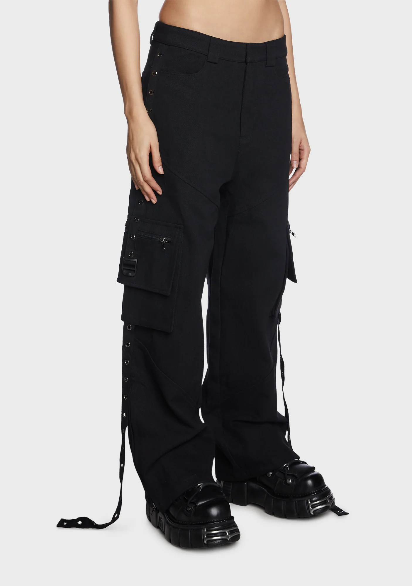 Medium Waist Loose Cargo Trousers - Image 3