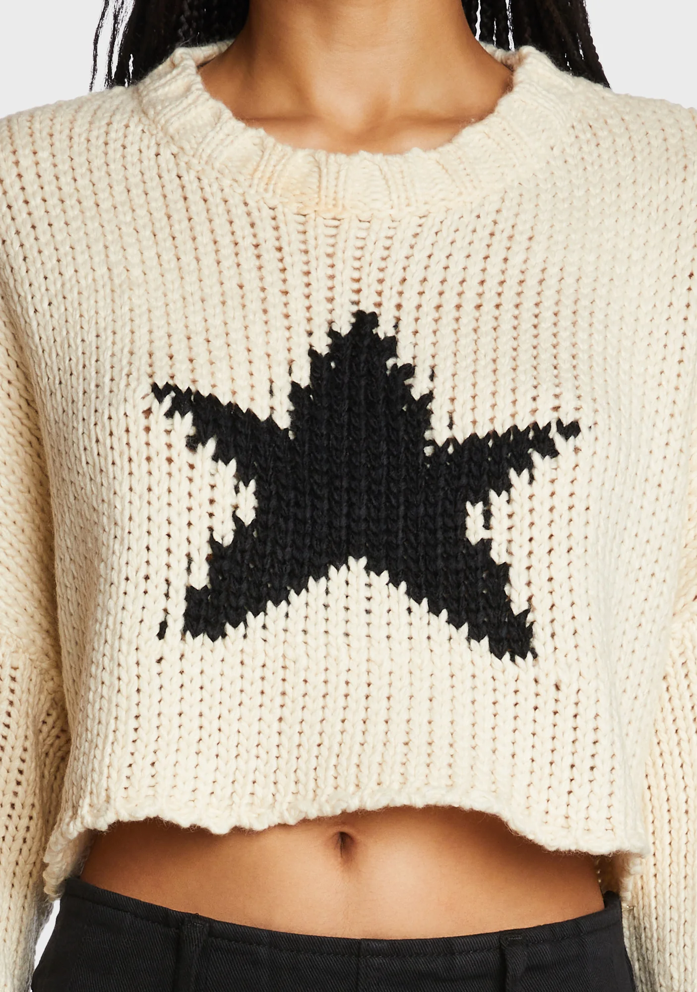 Mega Star Cropped Sweater - Cream - Image 5
