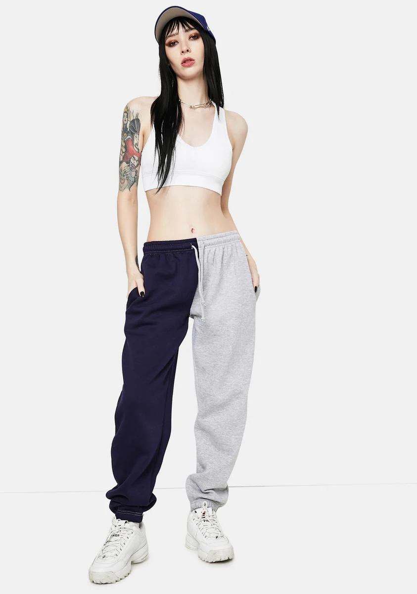 Megan Navy Grey Split Sweatpants - Image 2
