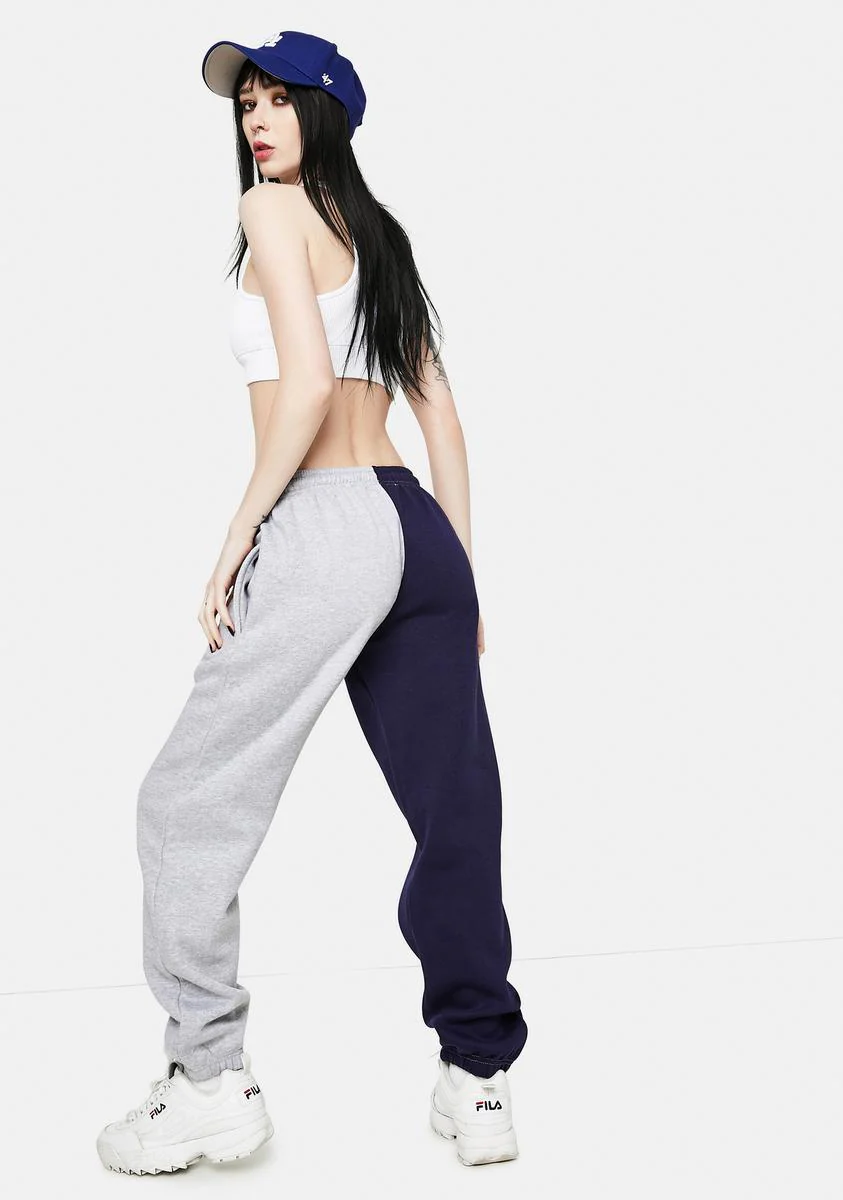 Megan Navy Grey Split Sweatpants - Image 4