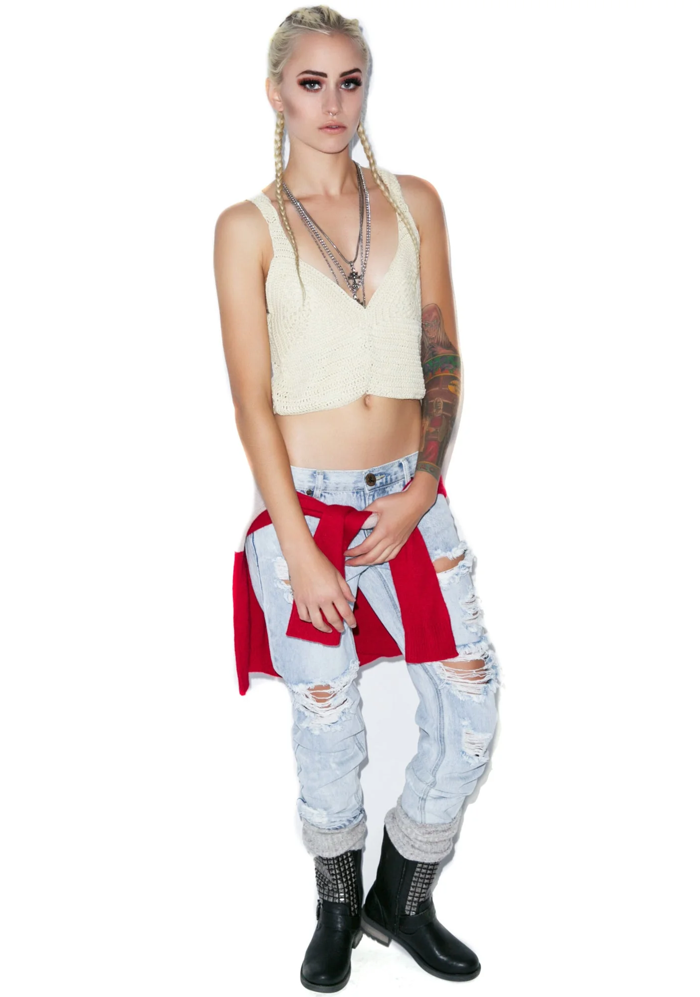 Mellow Out Crochet Crop Top - Black - Image 14