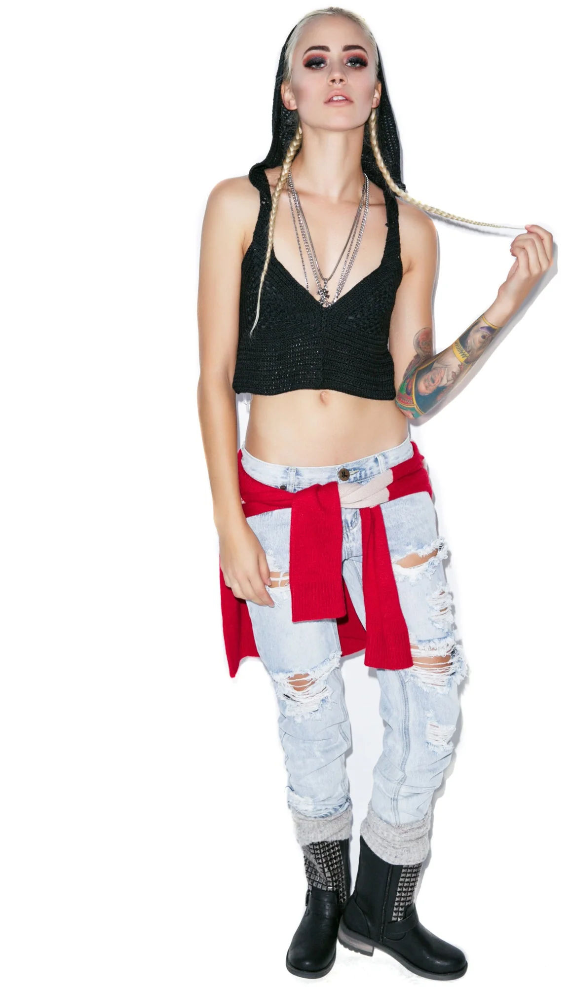 Mellow Out Crochet Crop Top - Black - Image 2