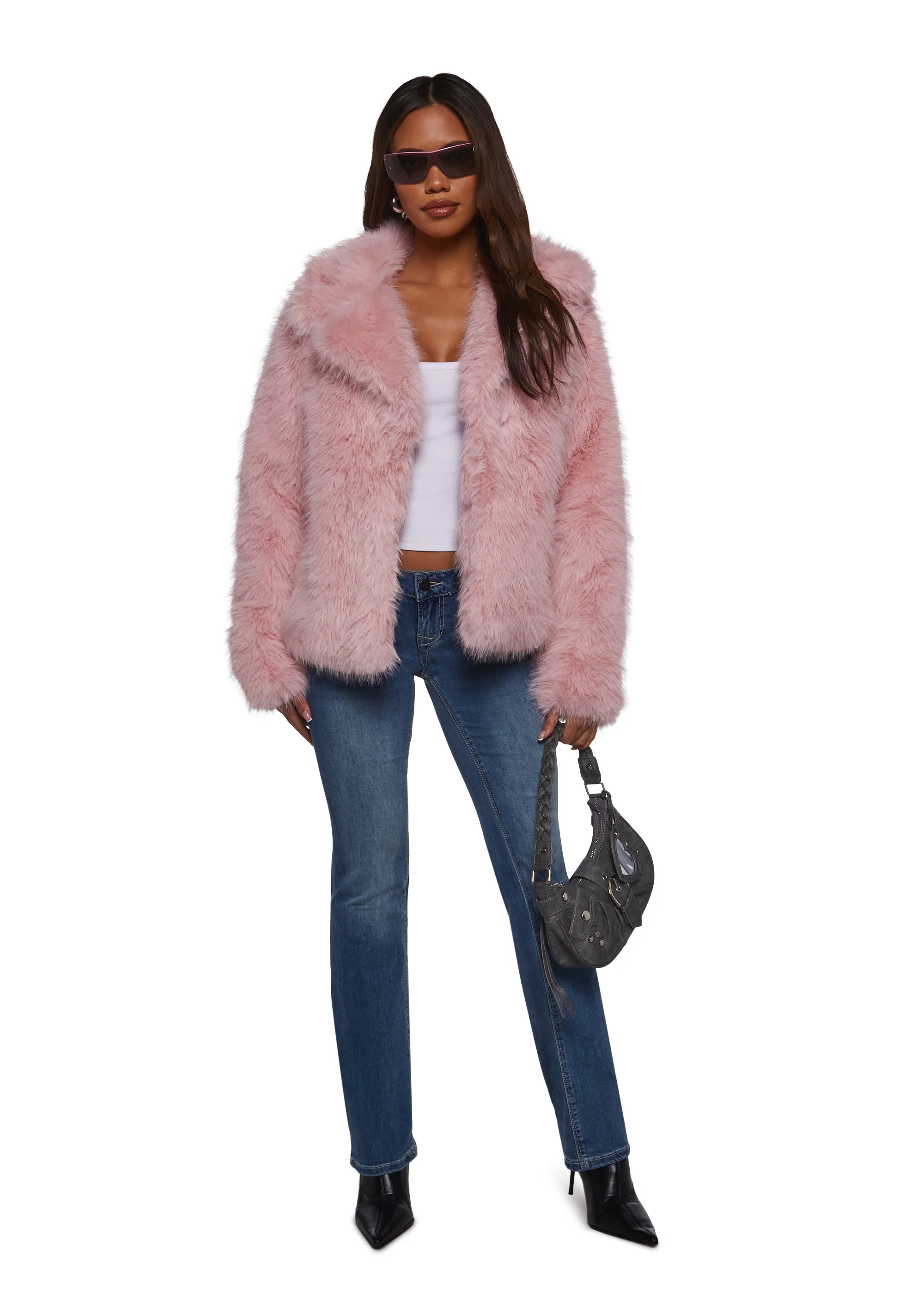 Melora Faux Fur Coat - Pink - Image 2