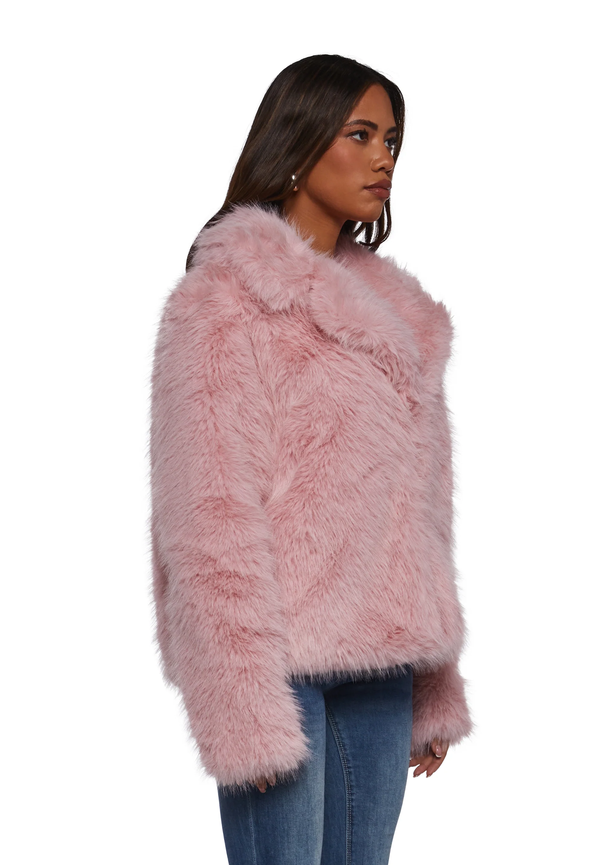 Melora Faux Fur Coat - Pink - Image 3
