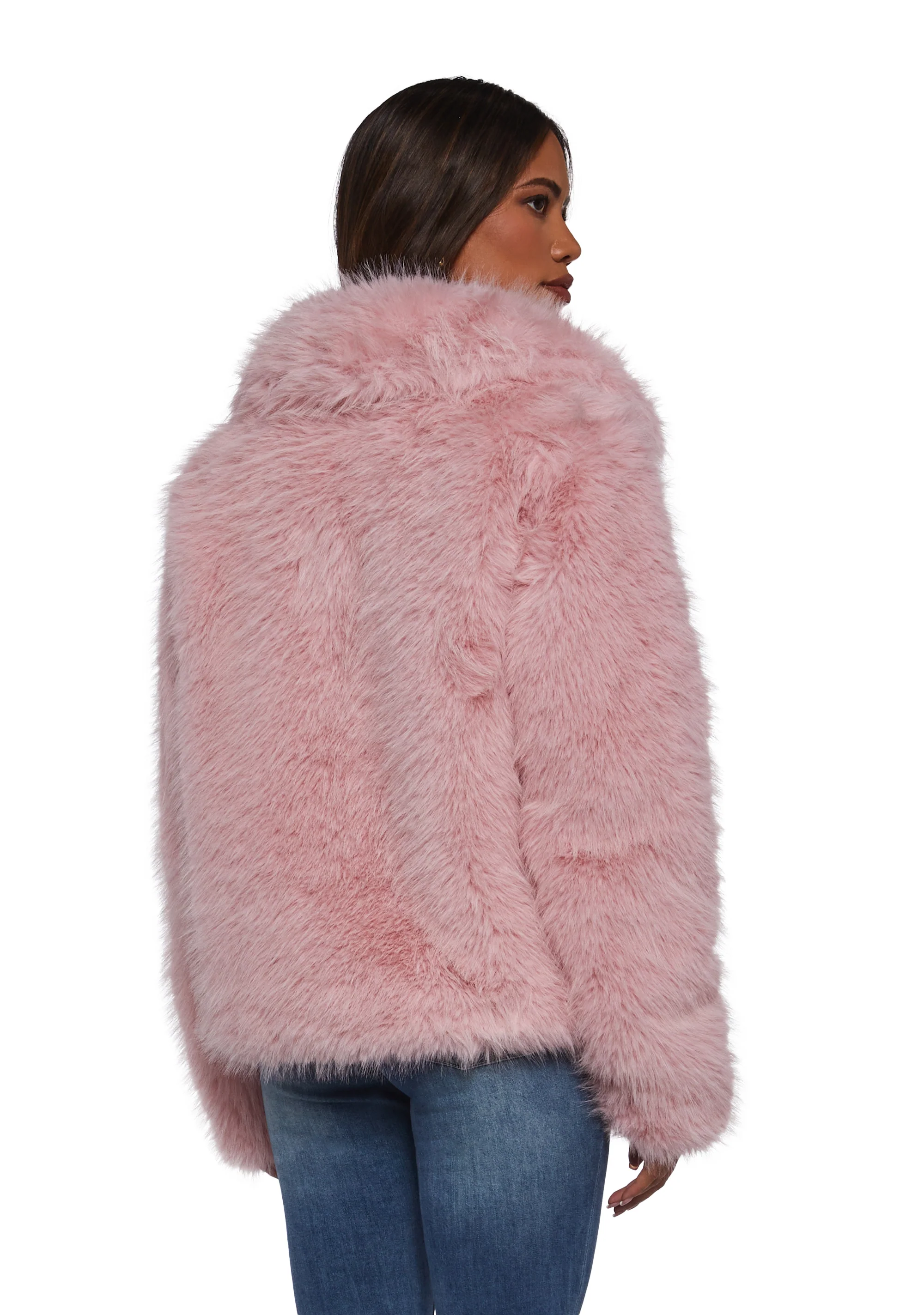 Melora Faux Fur Coat - Pink - Image 4