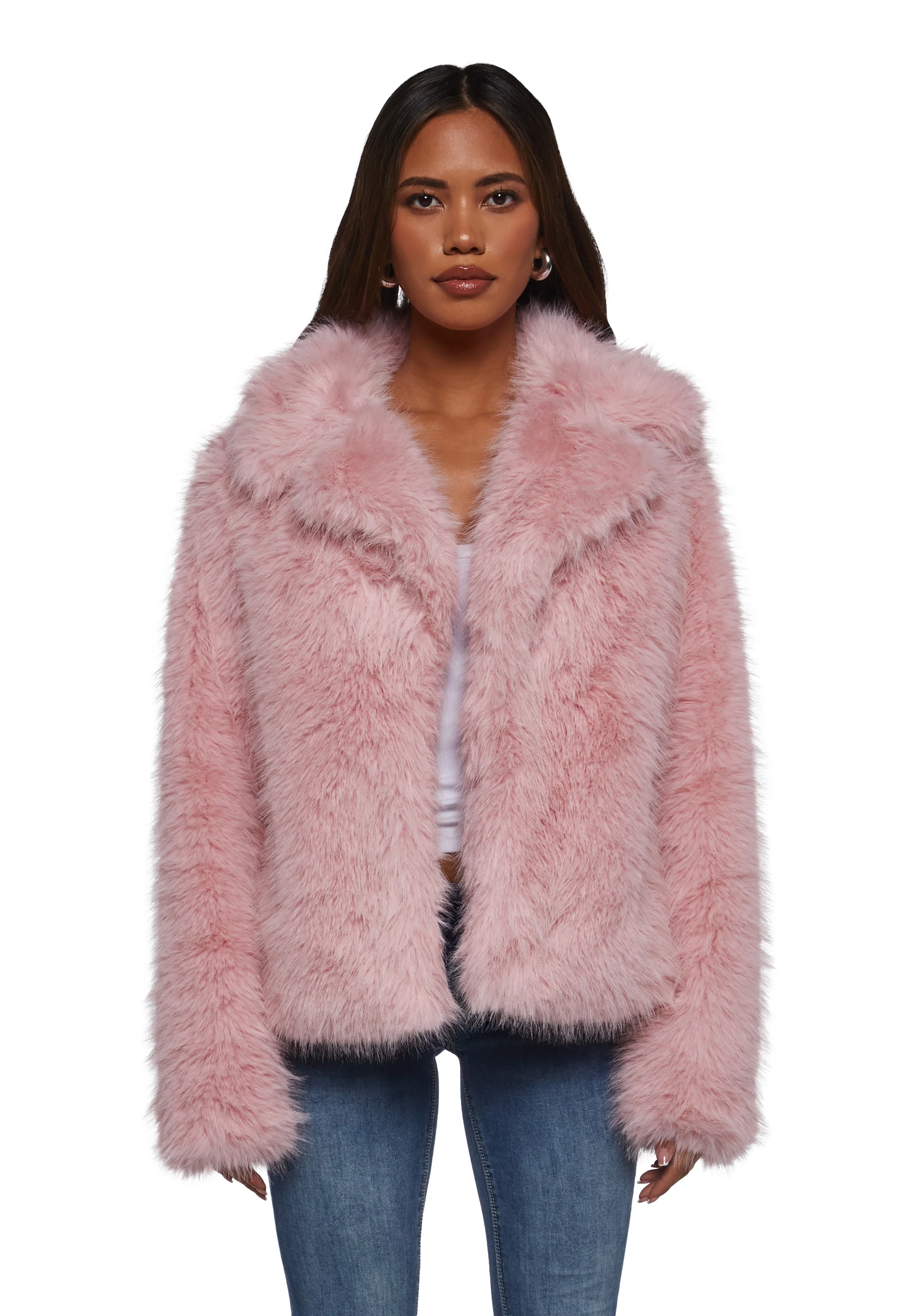 Melora Faux Fur Coat - Pink - Image 6