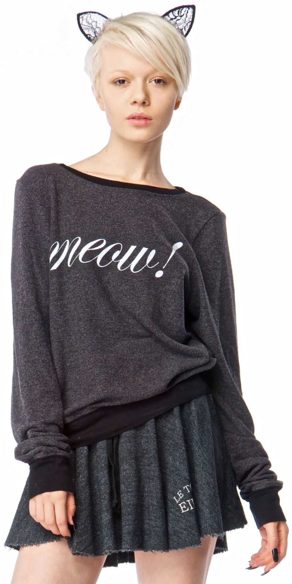 Meow! Baggy Beach Jumper - Black - Image 2