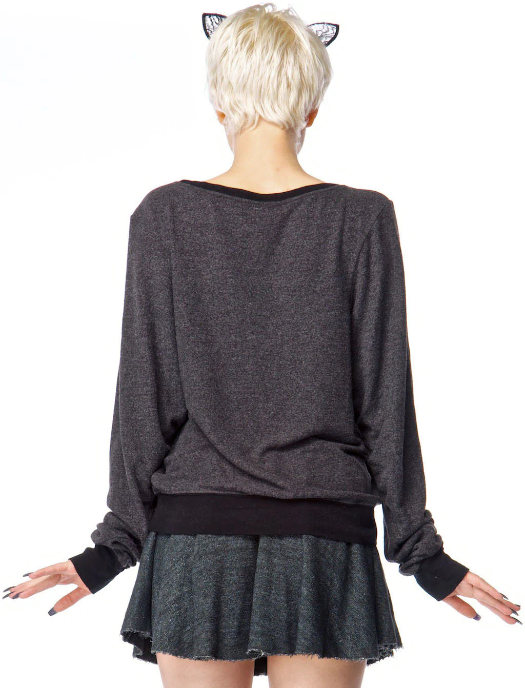 Meow! Baggy Beach Jumper - Black - Image 3