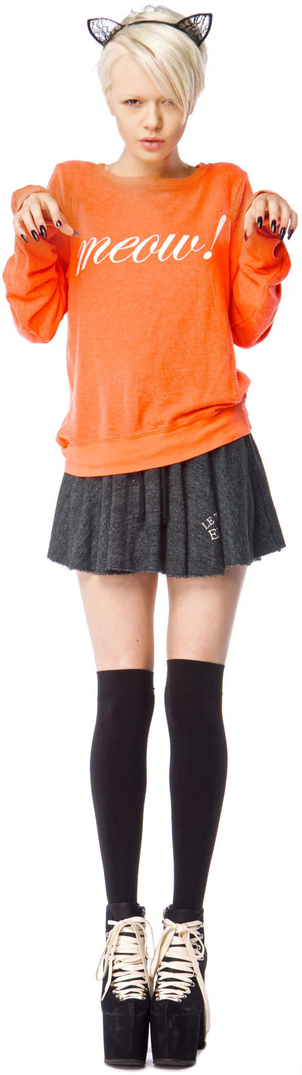 Meow! Baggy Beach Jumper - Black - Image 7