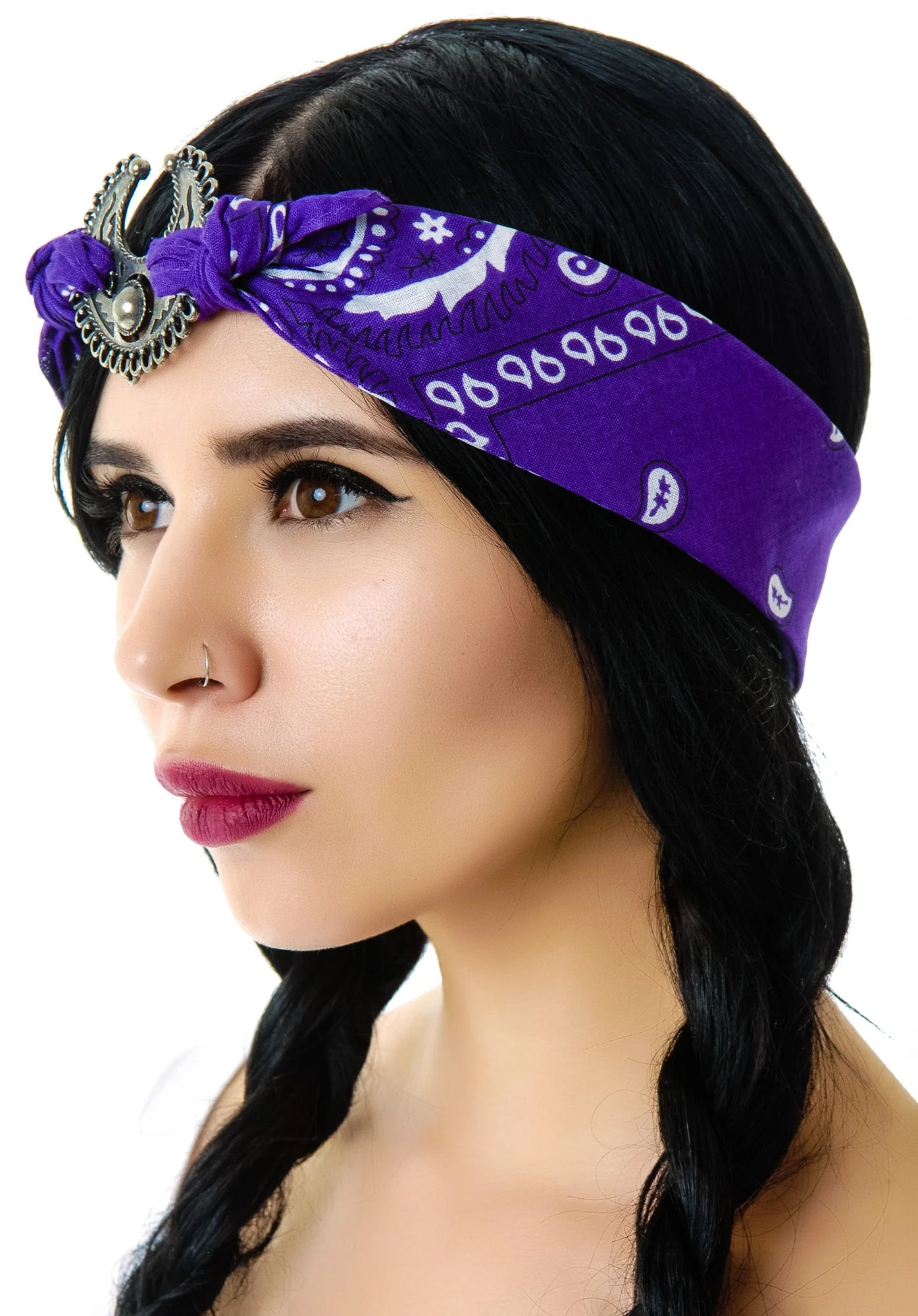 Mercutio Scarf Headpiece - Purple - Image 13