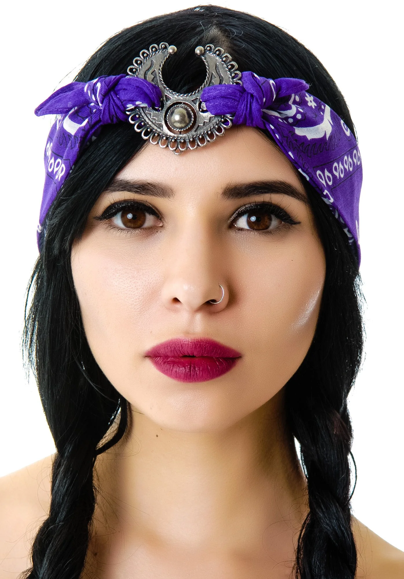 Mercutio Scarf Headpiece - Purple - Image 5