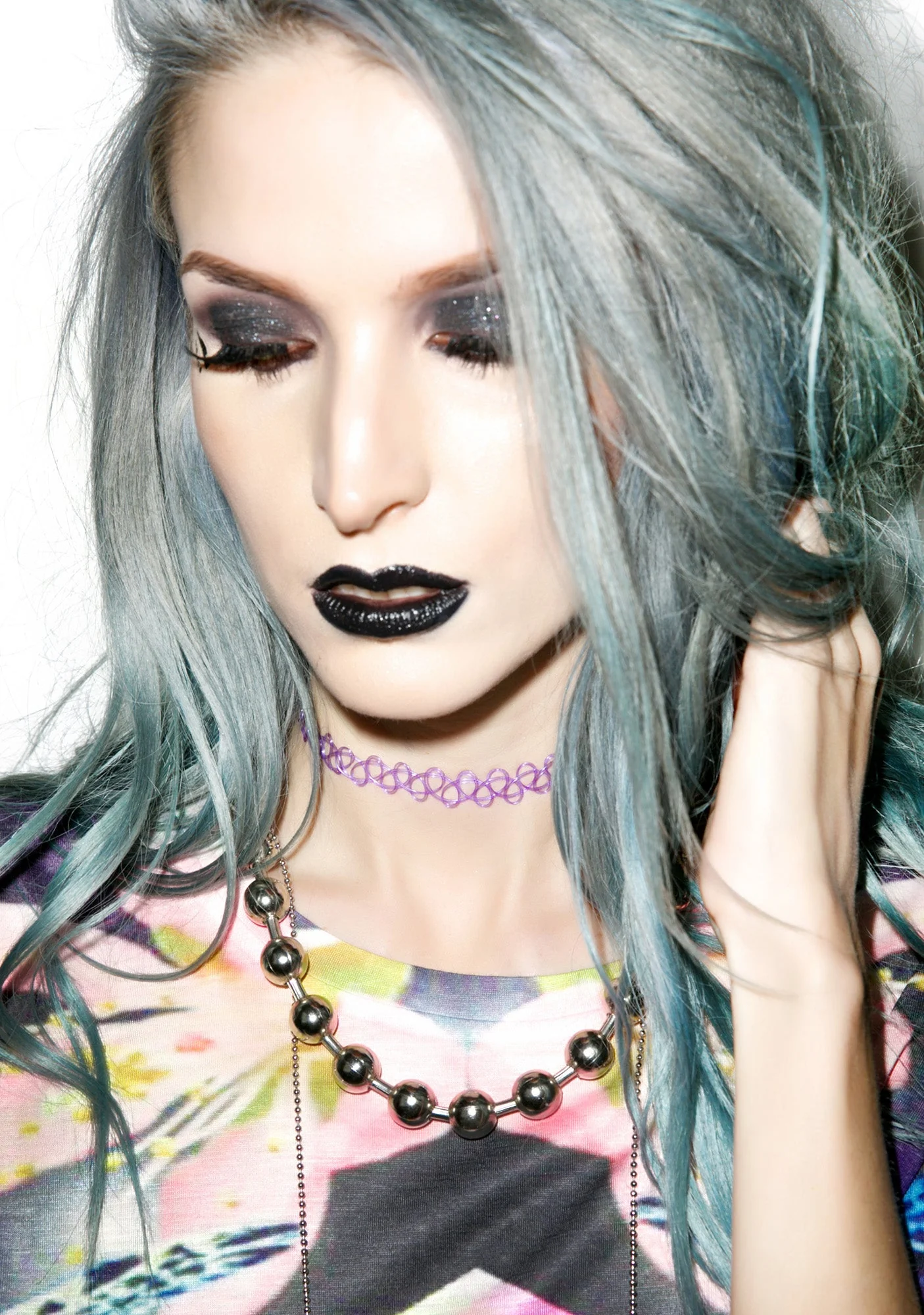 Mermaid Tattoo Choker - Purple - Image 4