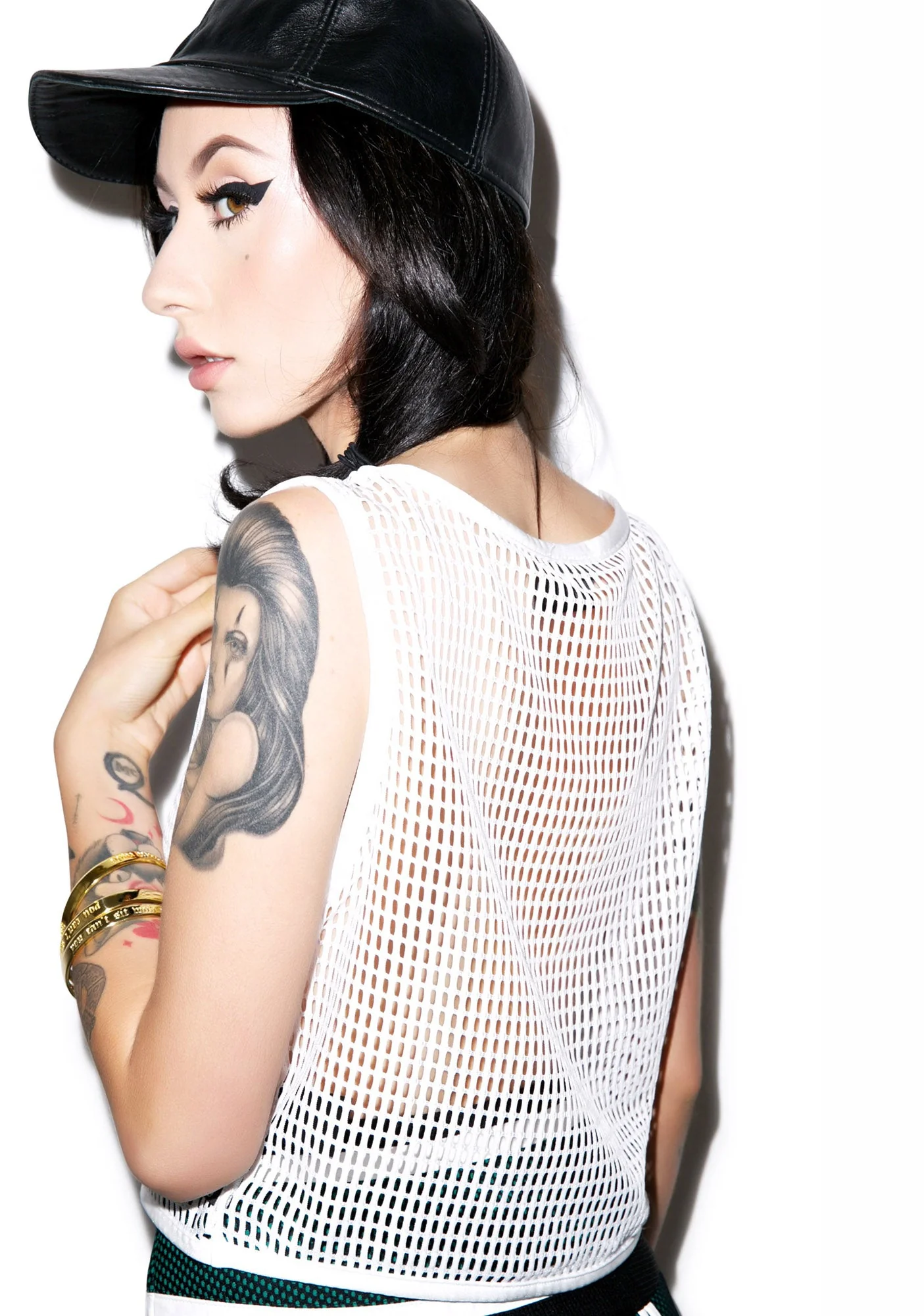 Mesh Crop Top - White - Image 3