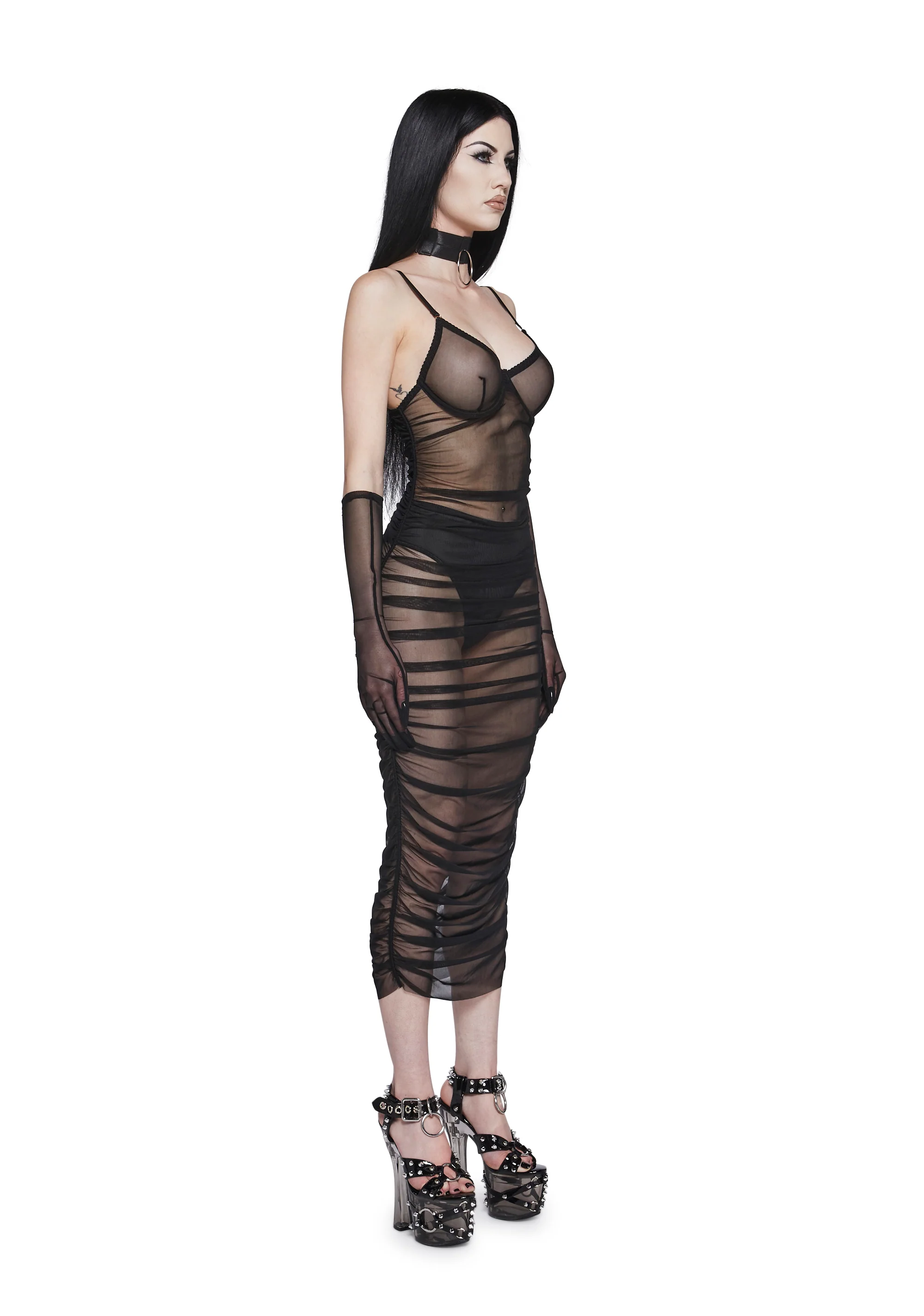 Ruin The Friendship Mesh Dress And Gloves Set - Image 3