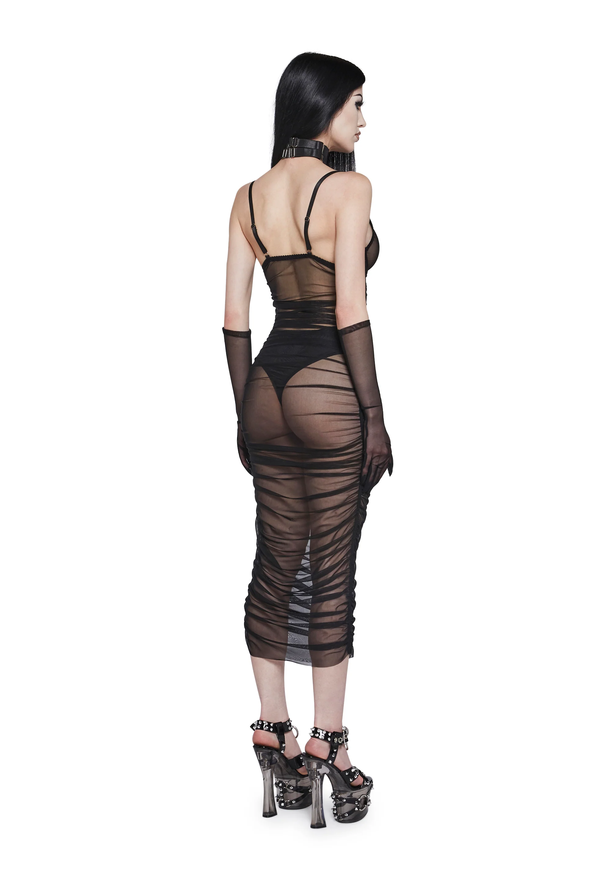 Ruin The Friendship Mesh Dress And Gloves Set - Image 4