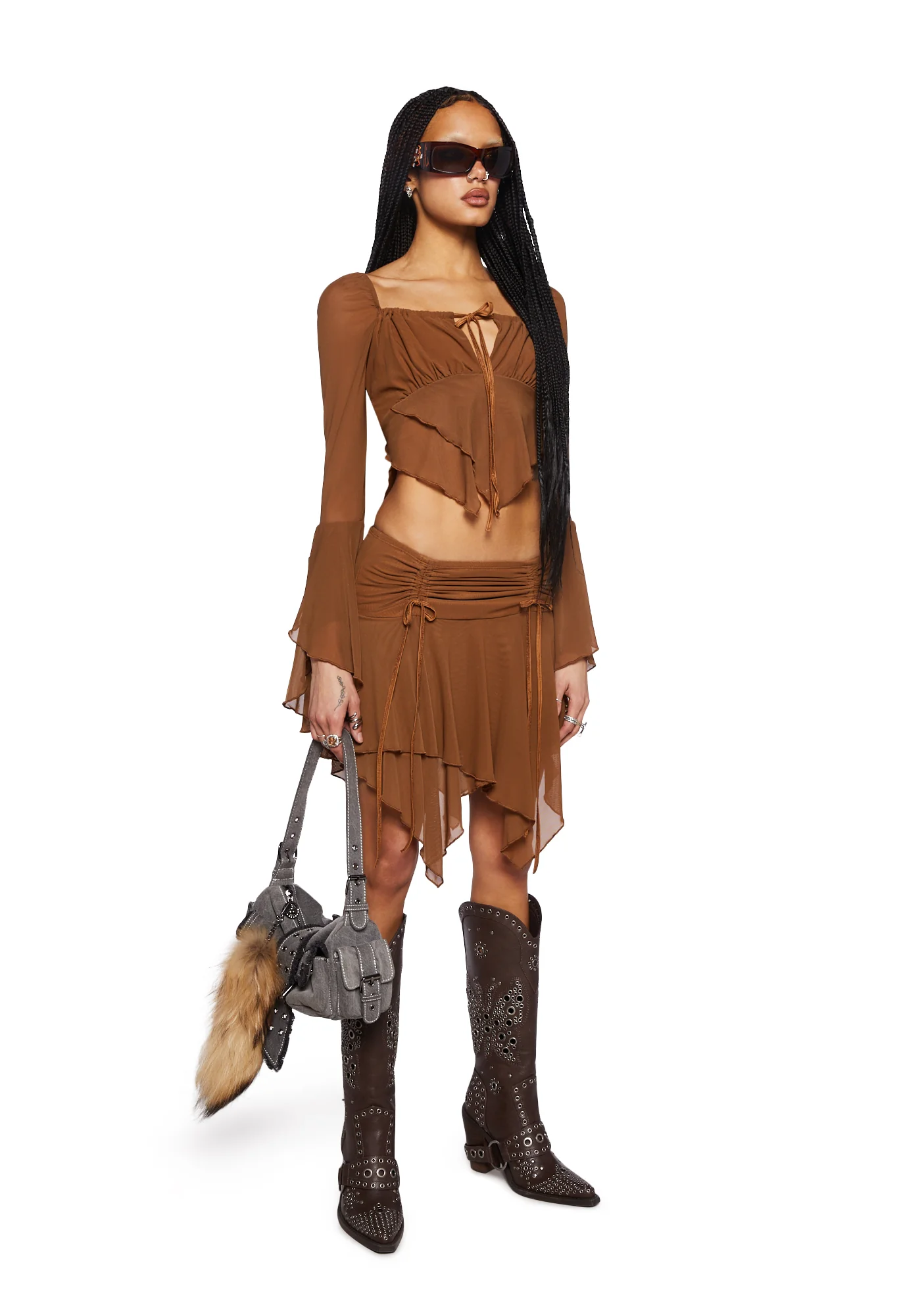 Wild Attraction Mesh Top- Brown - Image 3