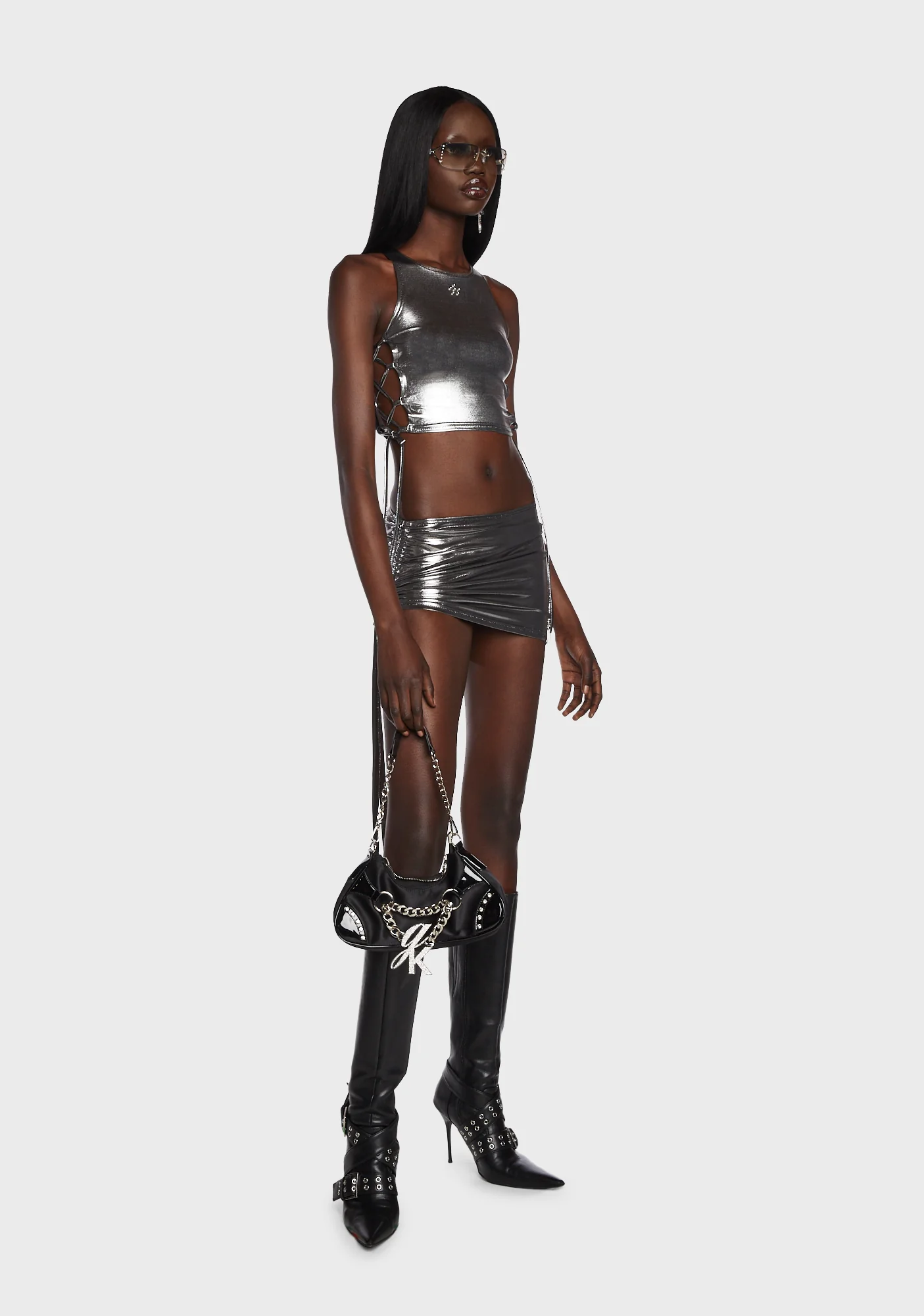 Metallic Daisy Micro Skirt - Image 5