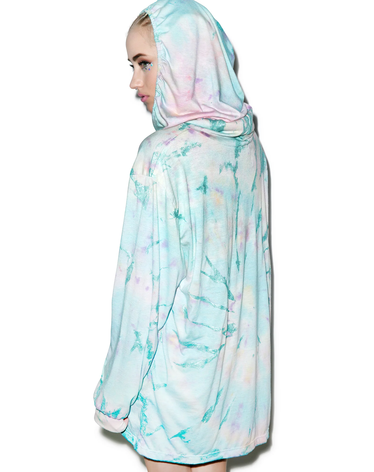 Metallic Tie Dye Hooded Shirt - Image 5