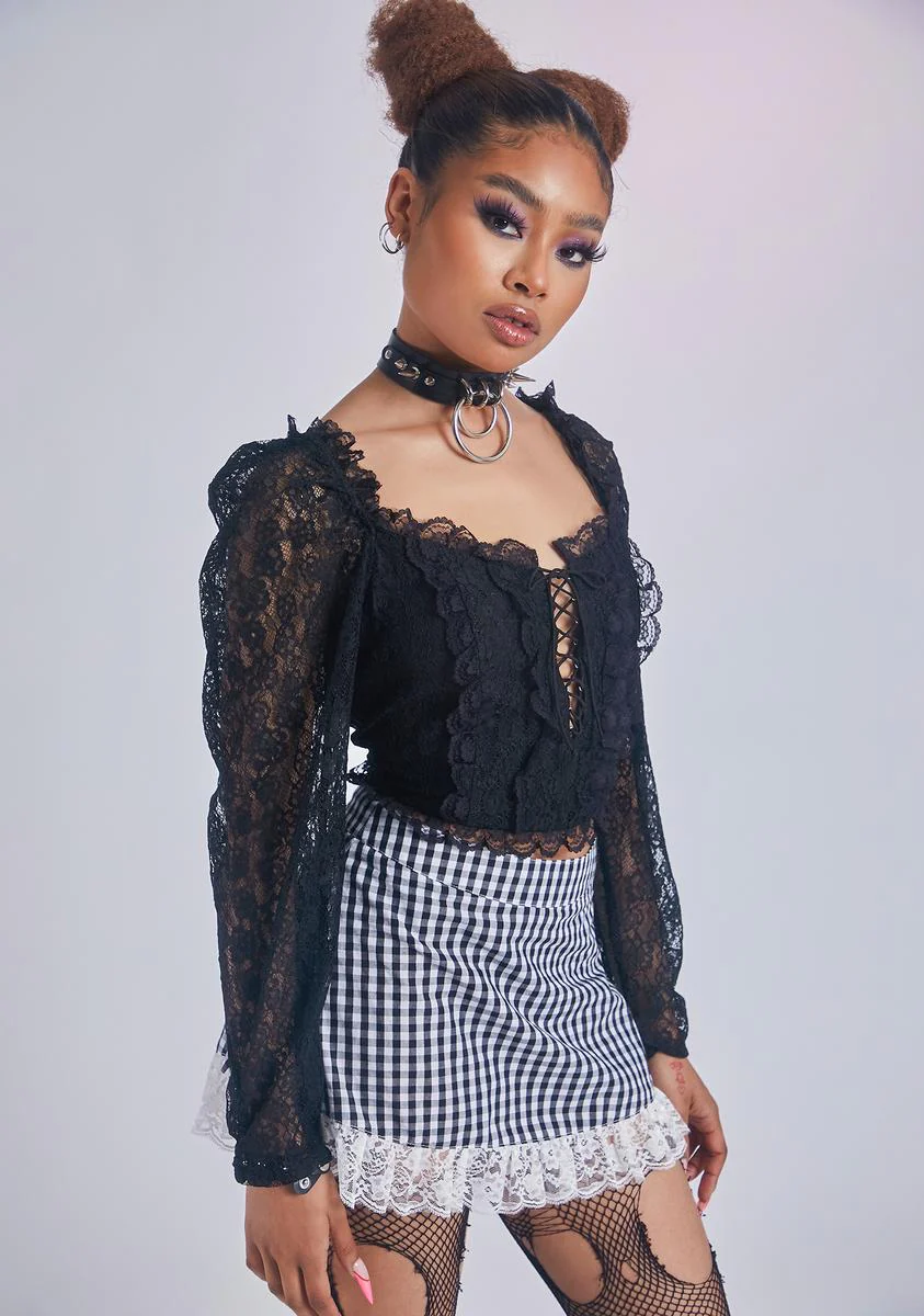 Midnight Creme Delight Lace Crop Top - Image 2