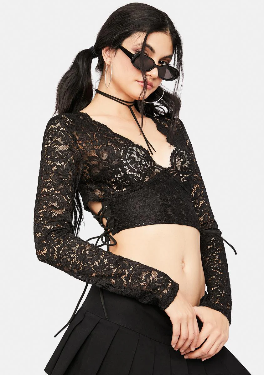 Midnight Flash Of Fantasy Lace Crop Top - Image 2