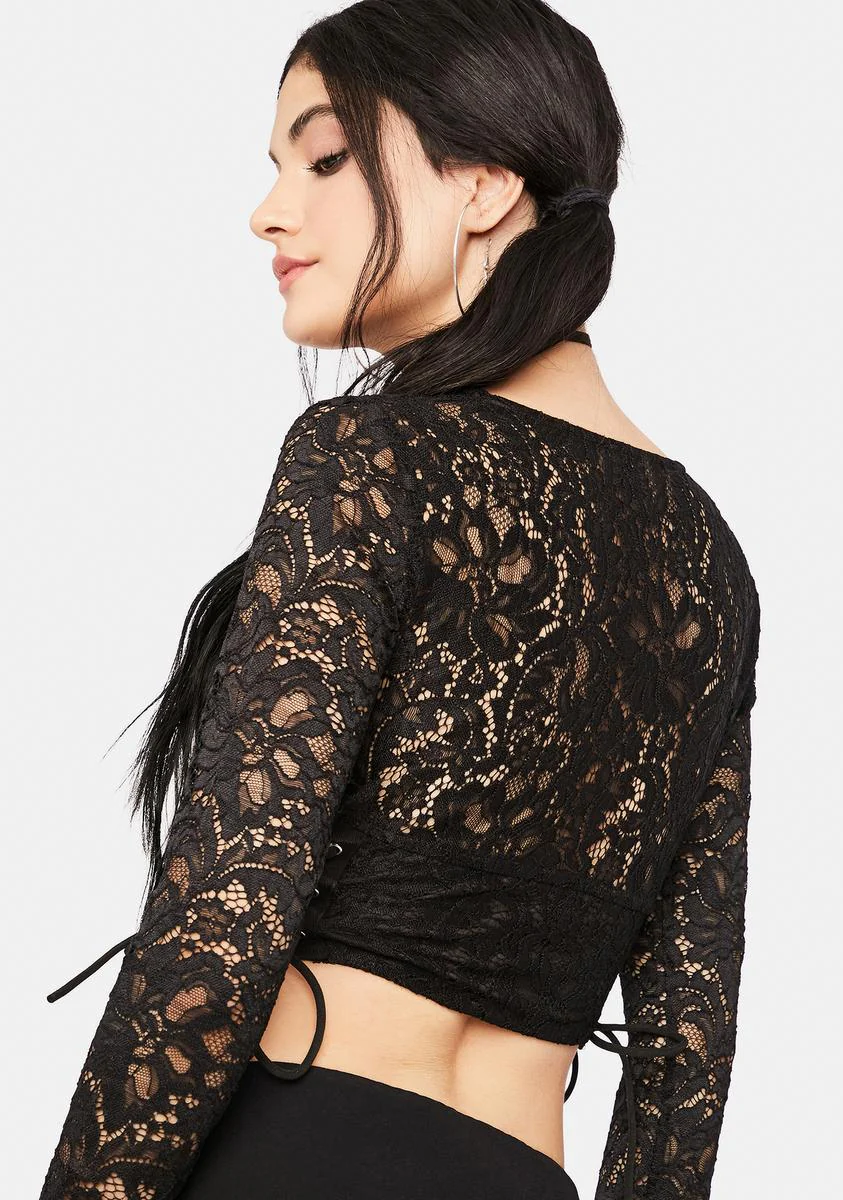 Midnight Flash Of Fantasy Lace Crop Top - Image 4