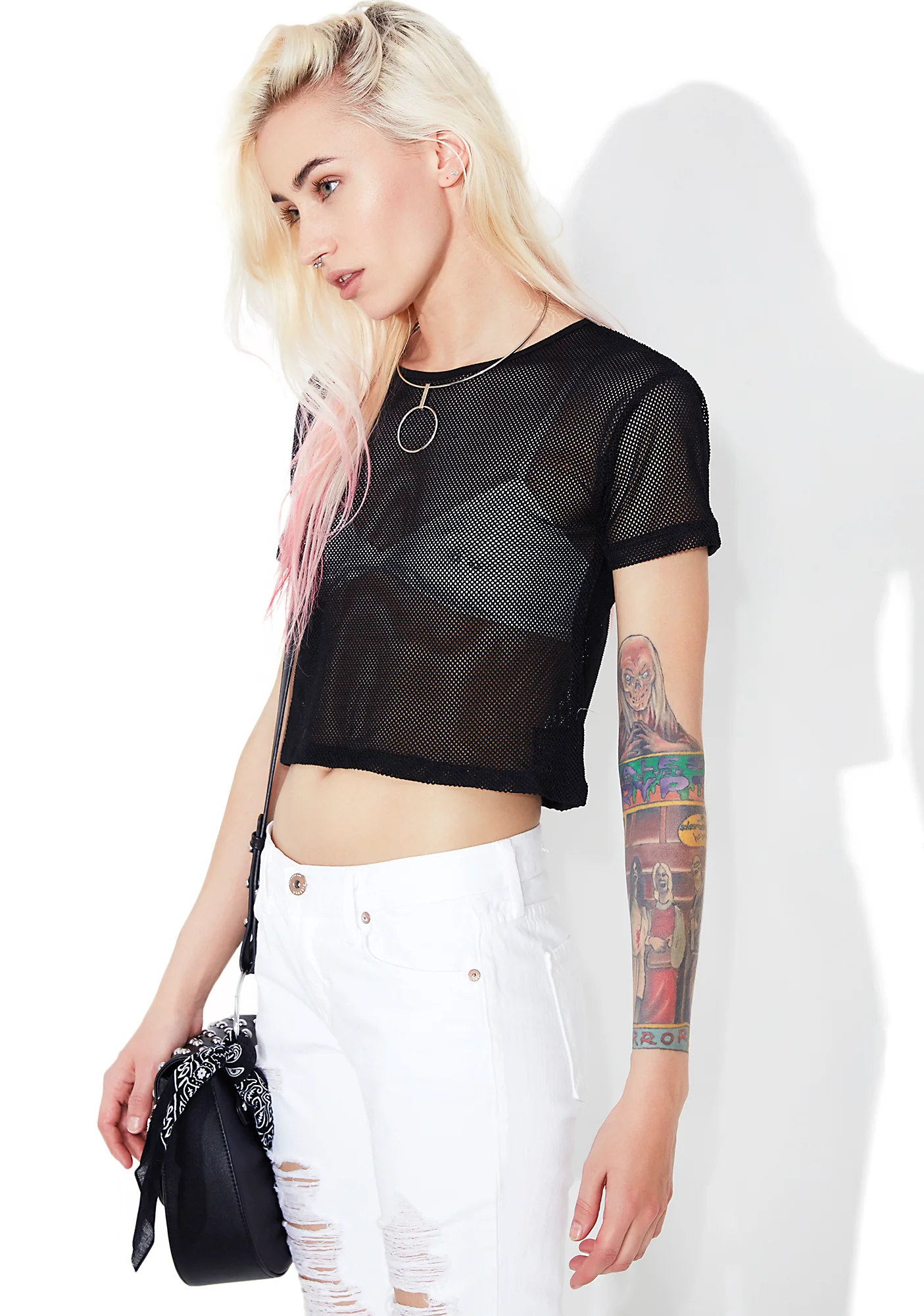 Midnight Swan Mesh Tee - Image 5