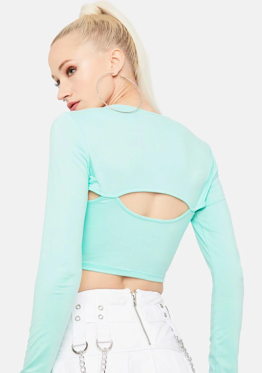 Mint Beginner's Luck Cutout Crop Top - Image 4