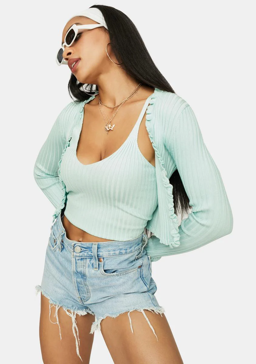 Mint Clique On Speed Dial Knit Crop Tank - Image 2