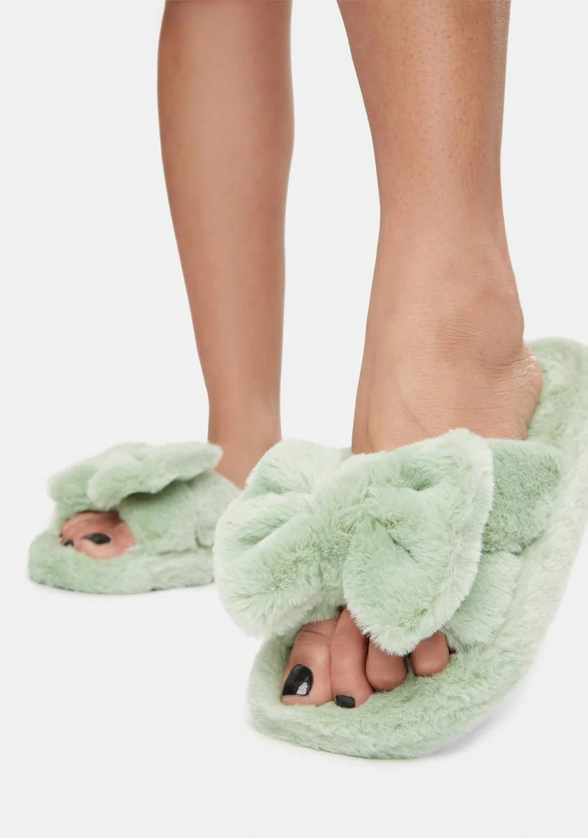 Mint Snuggle Up Fuzzy Slippers - Image 2