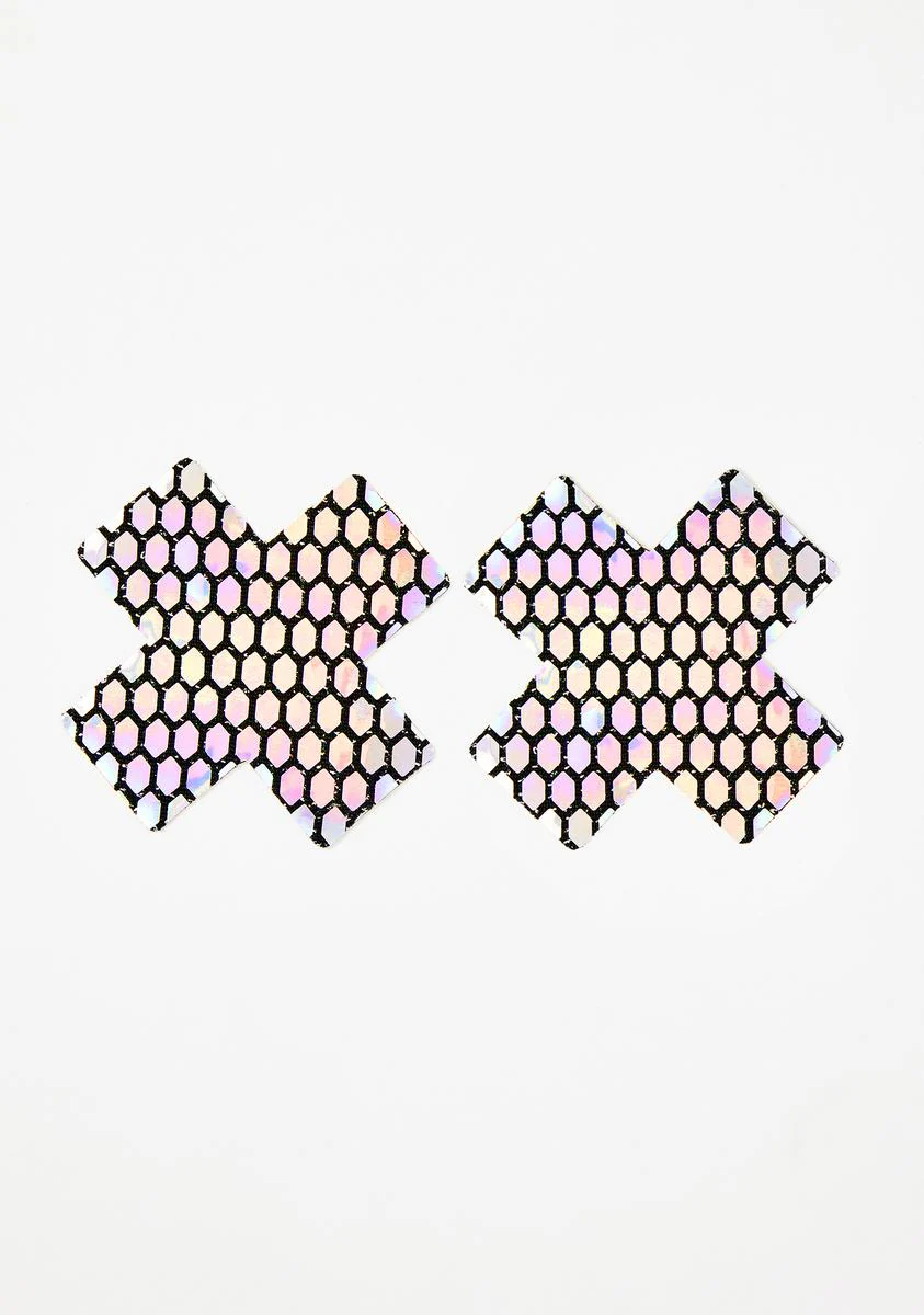 Mirrored Holographic Cross Pasties - Image 2