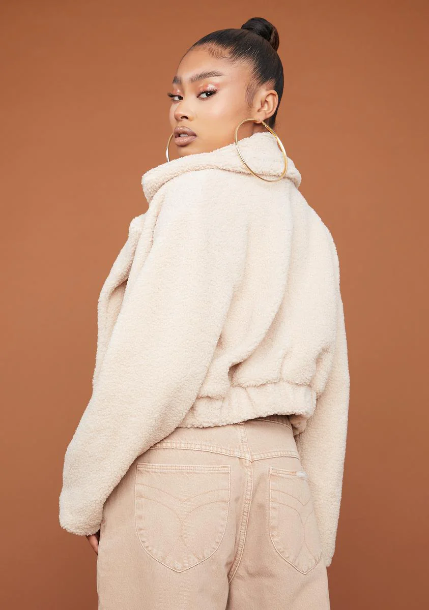 Mocha It's A Mood Teddy Moto Jacket - Image 4